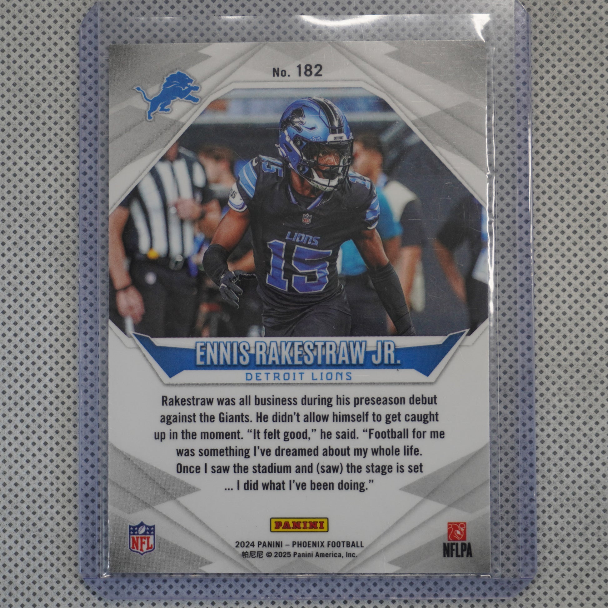2024 Panini Phoenix #182 Ennis Rakestraw Jr. Detroit Lions RC