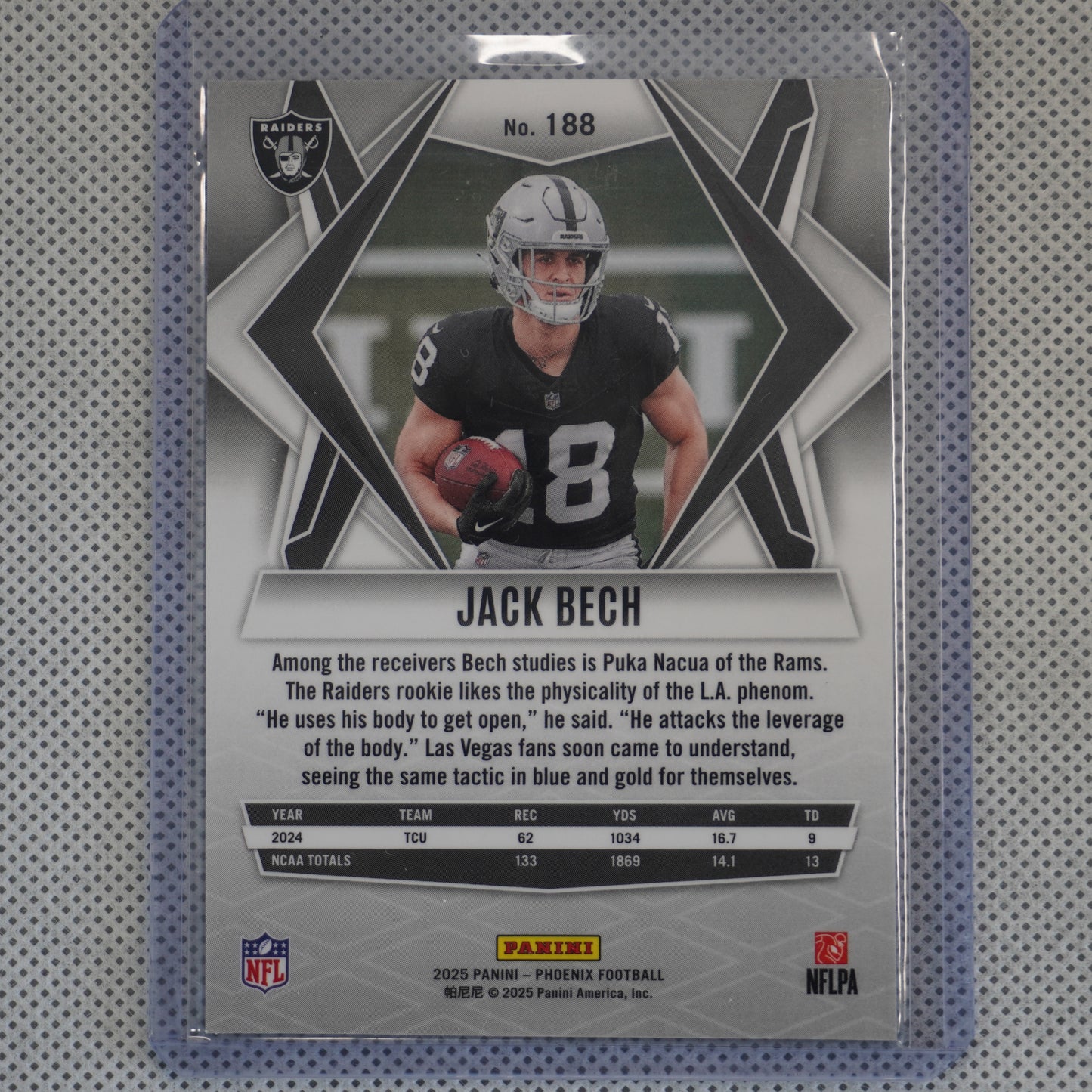 2025 Panini Phoenix #188 Jack Bech Las Vegas Raiders RC