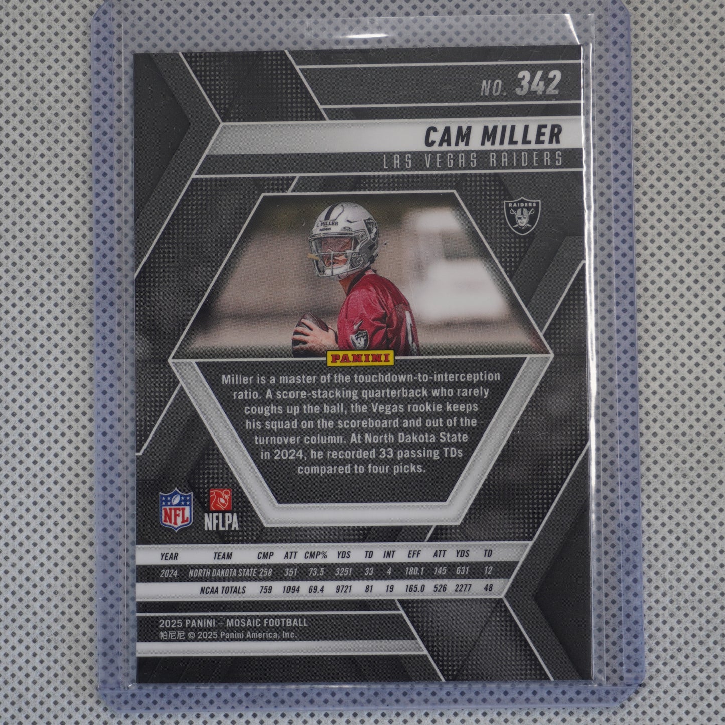 2025 Panini Mosaic #342 Cam Miller Las Vegas Raiders RC