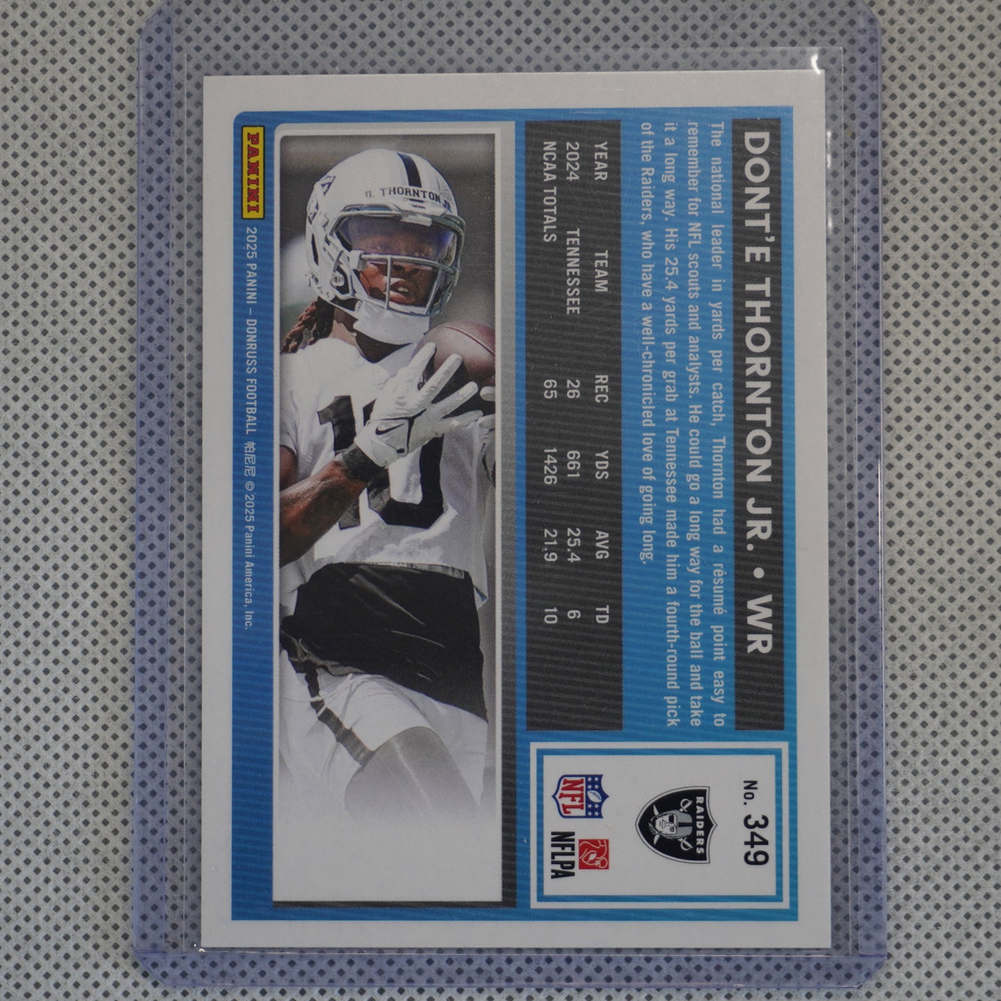 2025 Donruss #349 Dont’e Thornton Jr. Las Vegas Raiders RC