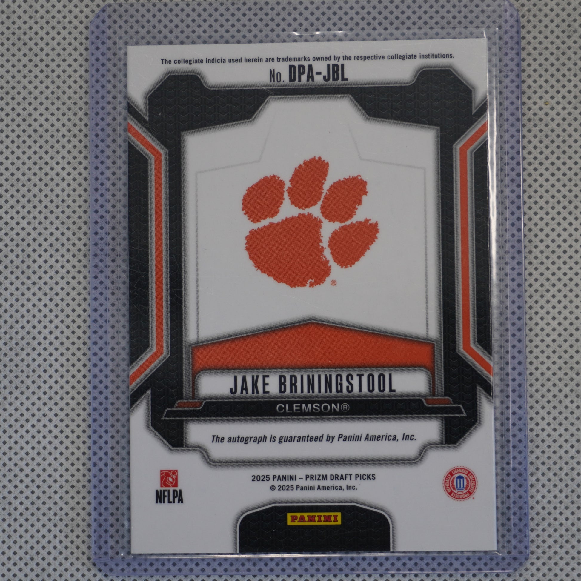 2025 Panini Prizm Draft Picks #DPA-JBL Jake Briningstool Draft Picks Autographs Clemson Tigers AU
