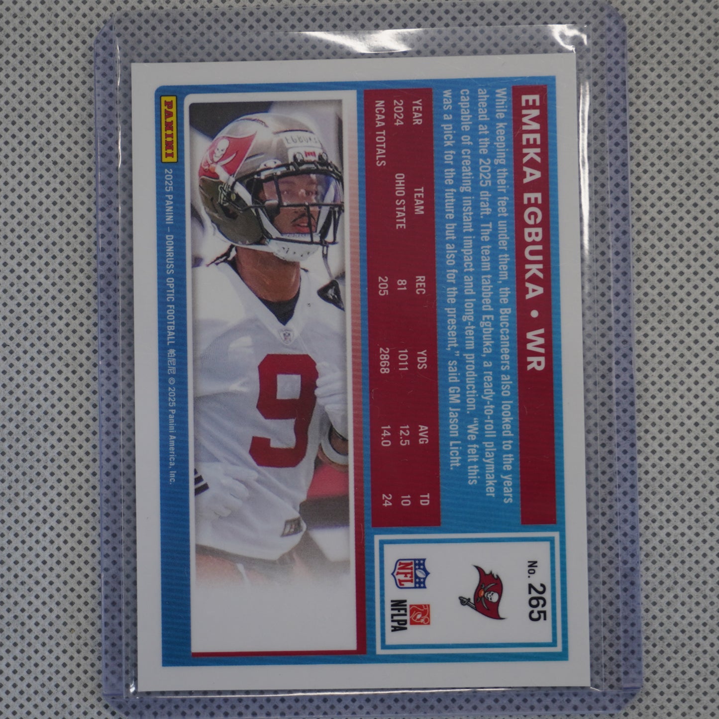 2025 Donruss Optic #265 Emeka Egbuka Tampa Bay Buccaneers RC