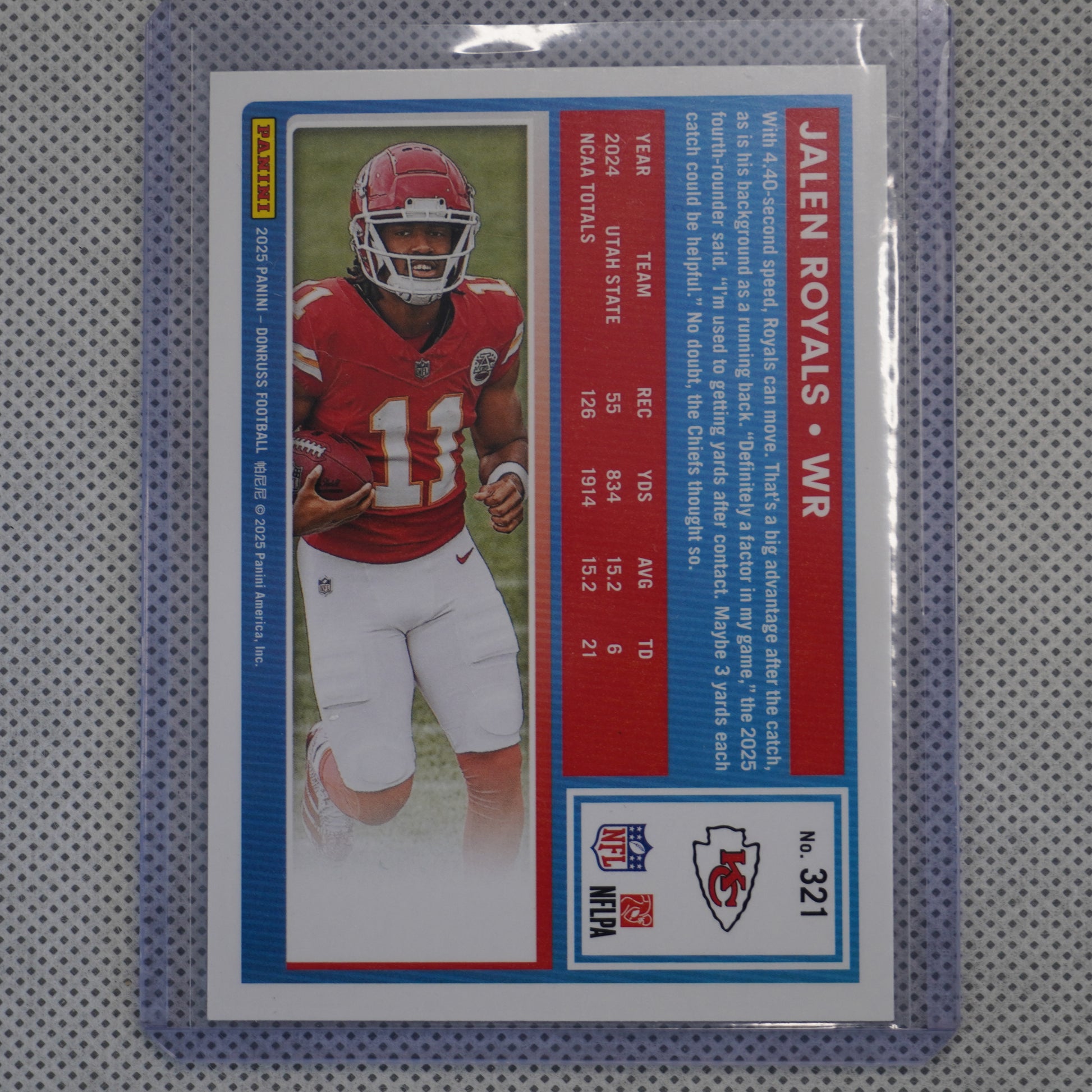 2025 Donruss #321 Jalen Royals Kansas City Chiefs RC