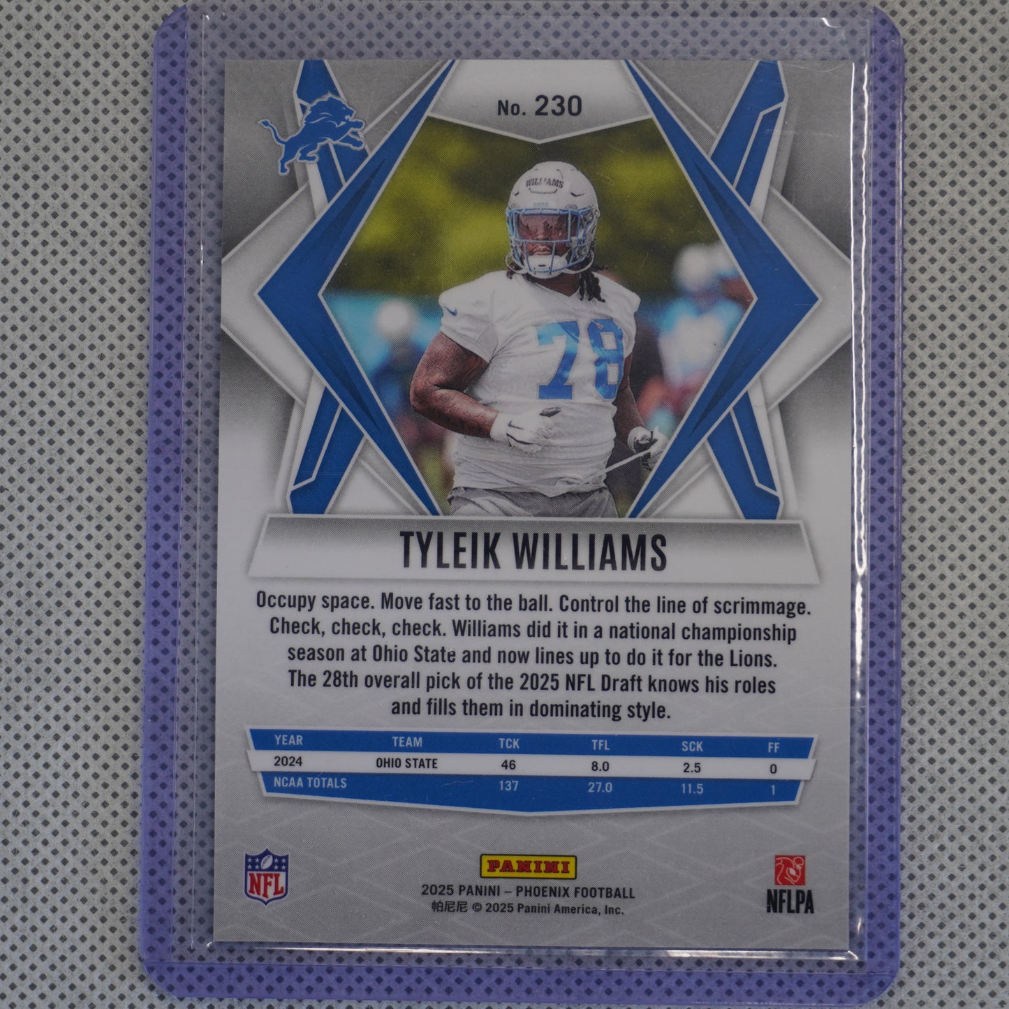2025 Panini Phoenix #230 Tyleik Williams Silver Hyper Prizm Detroit Lions RC