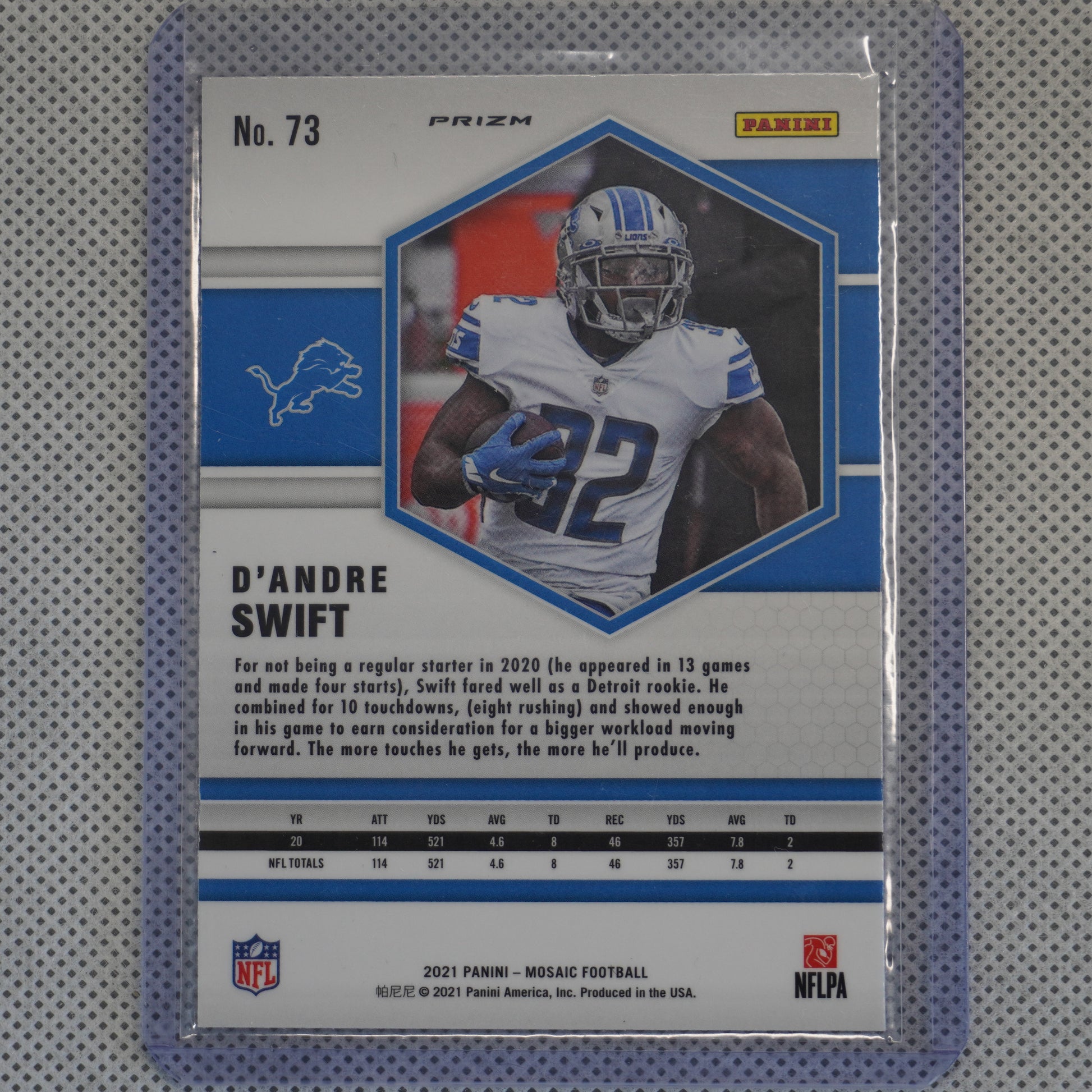 2021 Panini Mosaic #73 D'Andre Swift Prizm Camo Pink Detroit Lions