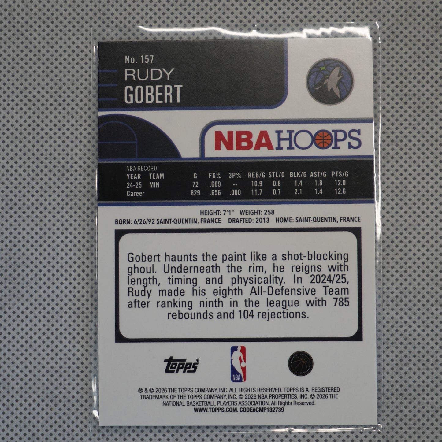 2025-26 Hoops #157 Rudy Gobert Rainbow Minnesota Timberwolves