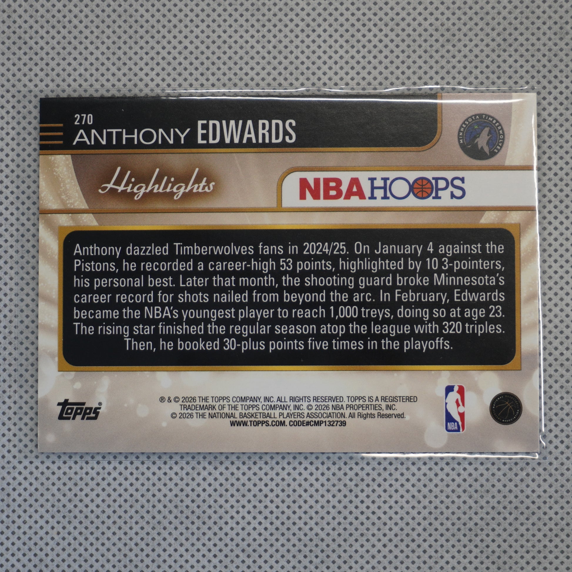 2025-26 Hoops #270 Anthony Edwards Rainbow Minnesota Timberwolves