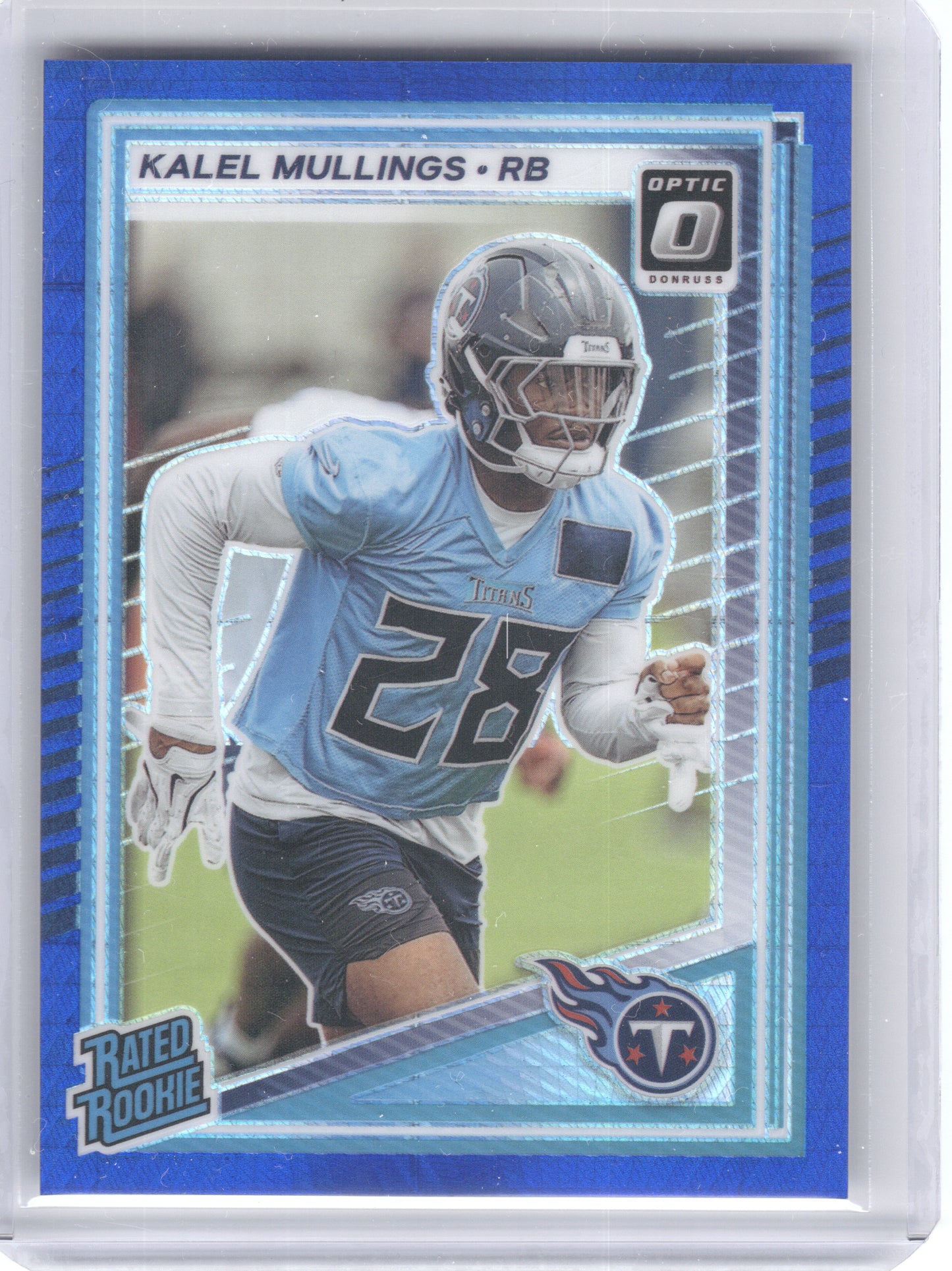 2025 Donruss Optic #262 Kalel Mullings Blue Hyper Tennessee Titans RC