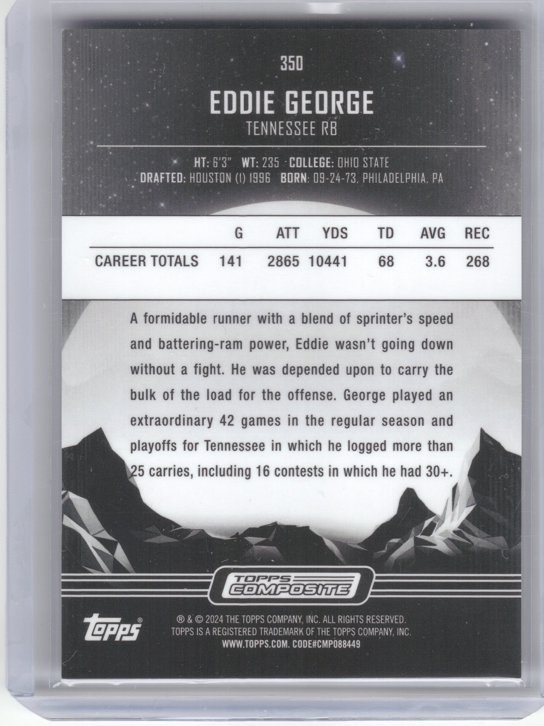 2023 Topps Composite #350 Eddie George Midnight Tennessee Titans
