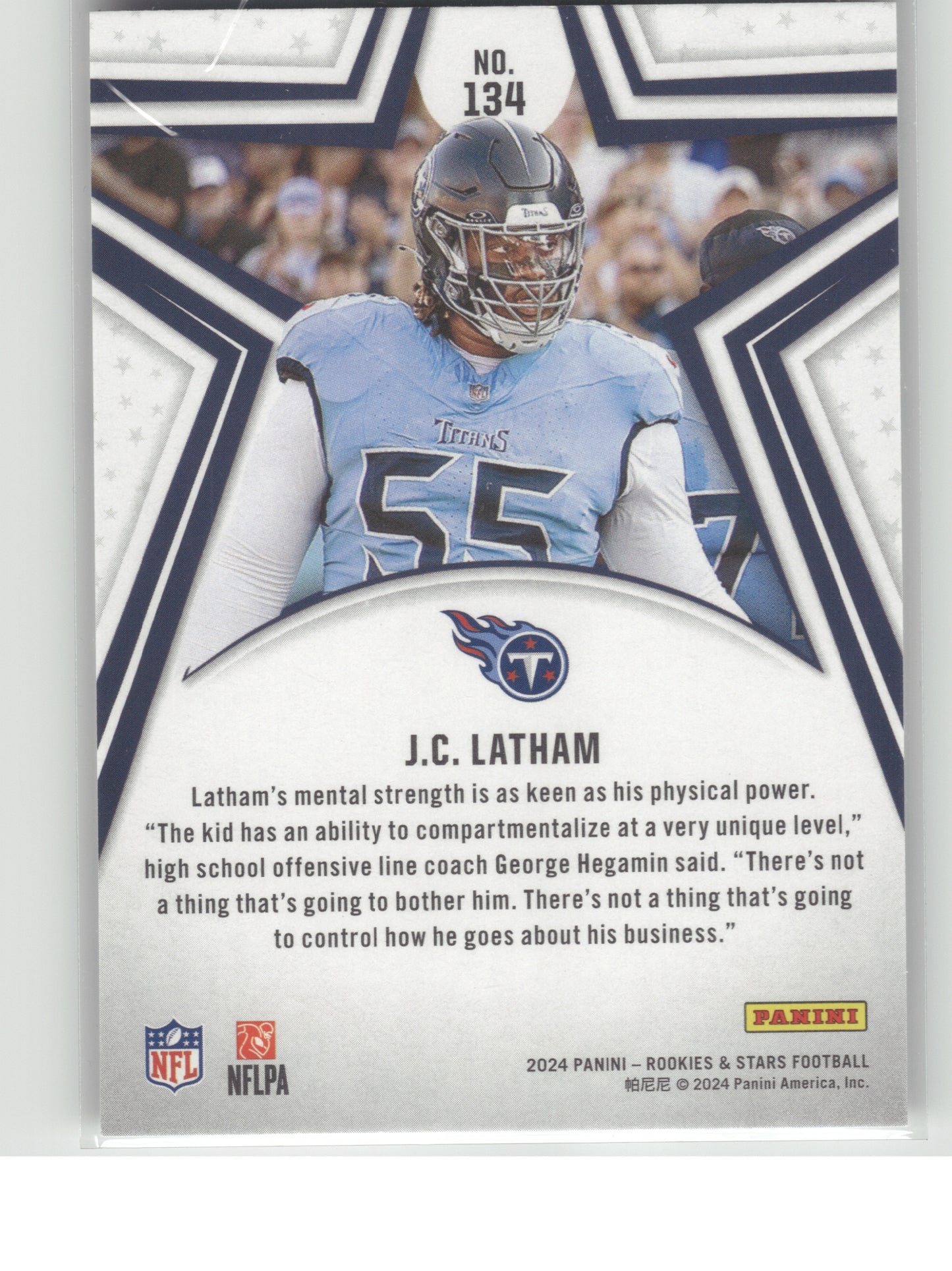 2024 Panini Rookies & Stars #134 J.C. Latham Tennessee Titans RC