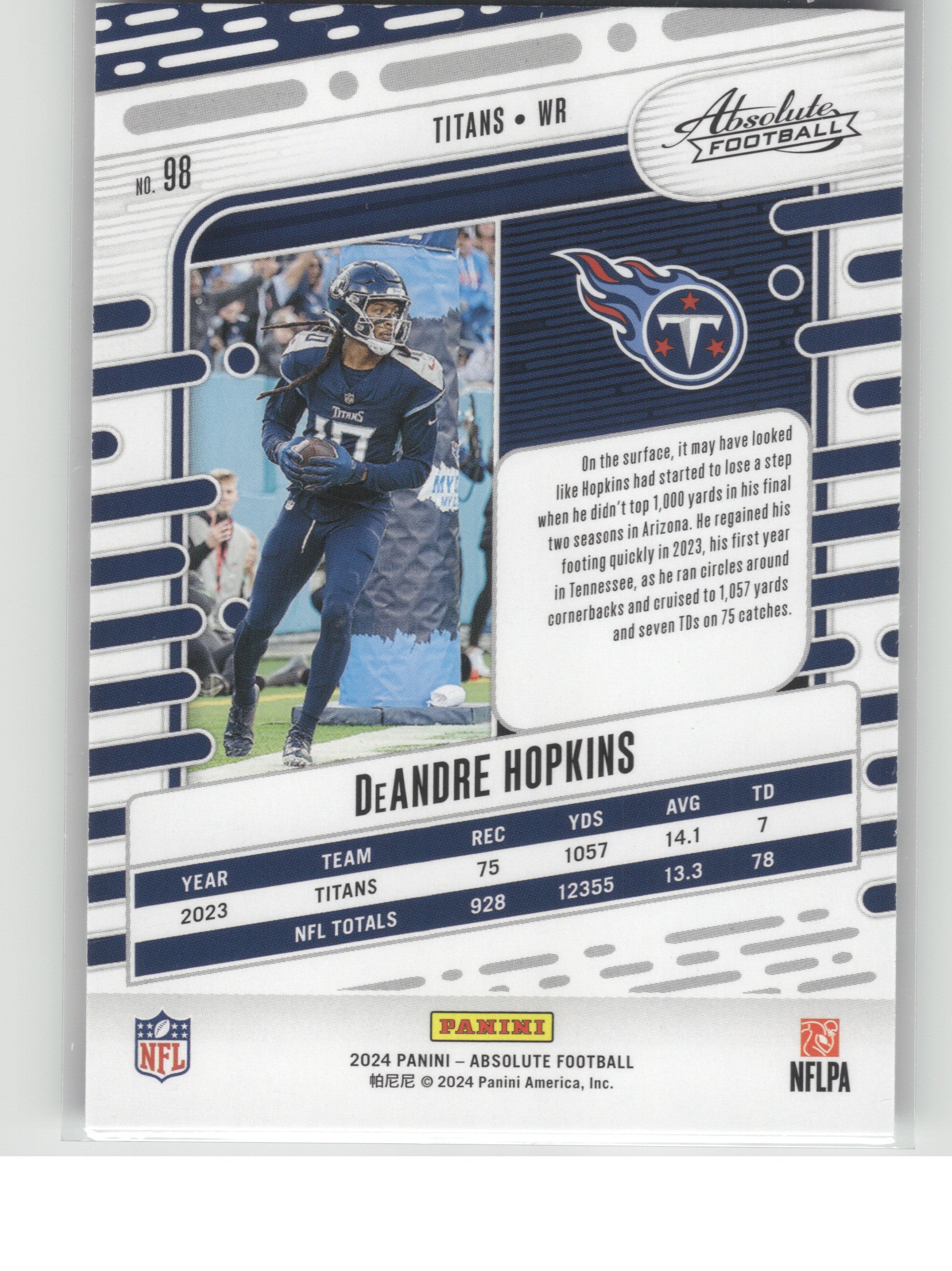 2024 Panini Absolute #98 DeAndre Hopkins Retail Tennessee Titans