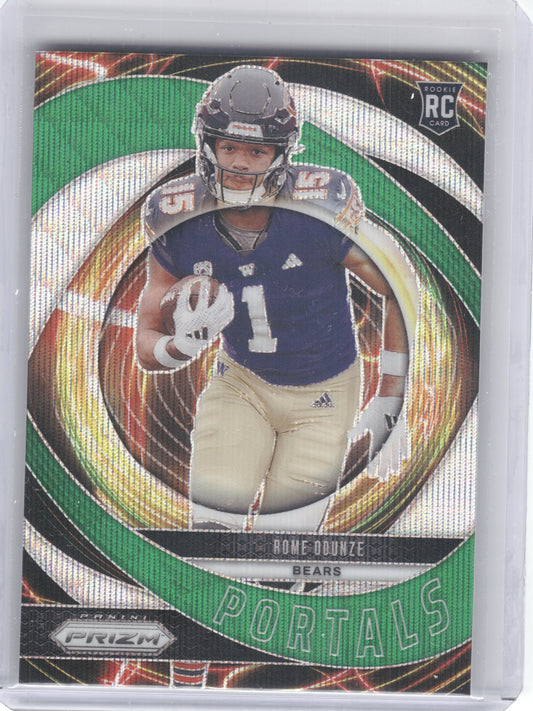 2024 Panini Prizm #9 Rome Odunze Portals Wave Green Prizm