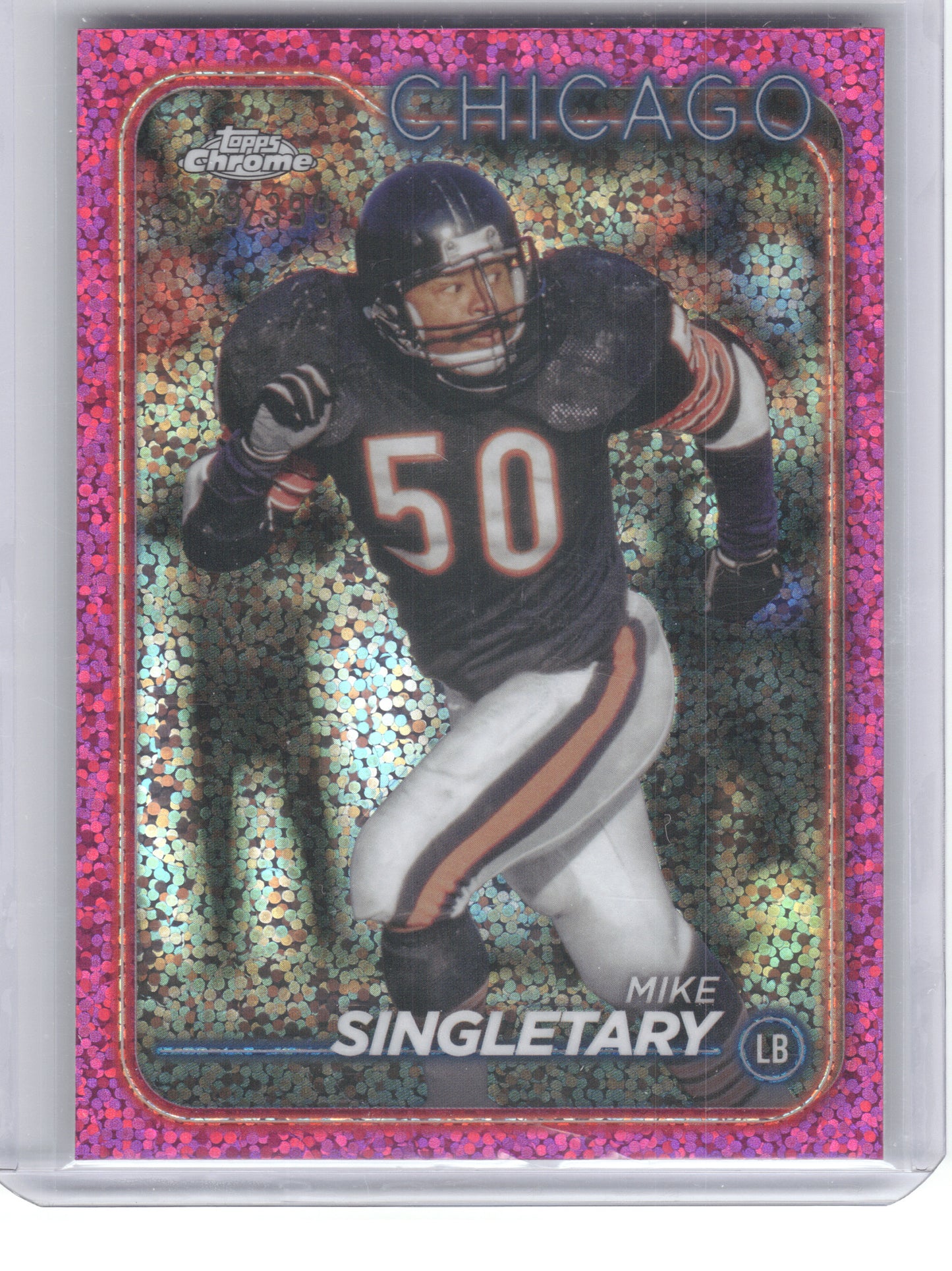 2024 Topps Chrome #20 Mike Singletary Magenta Speckle Refractor #/399 Chicago Bears SN