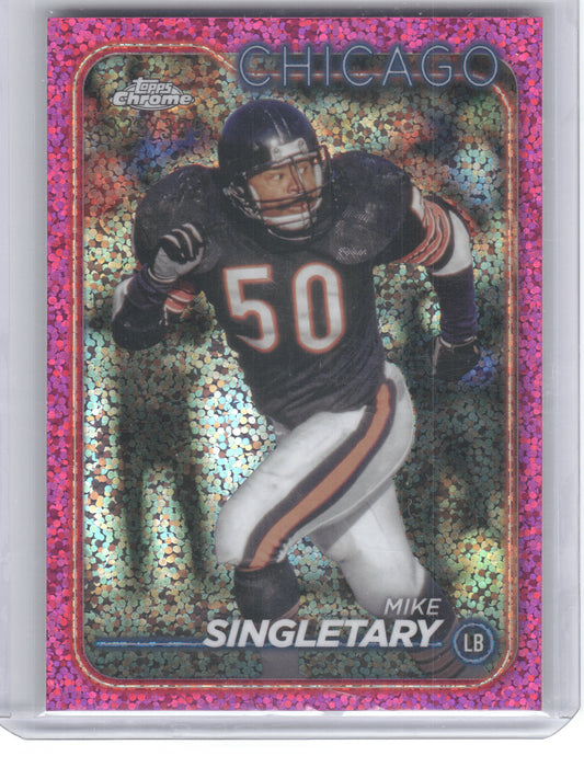 2024 Topps Chrome #20 Mike Singletary Magenta Speckle Refractor #/399 Chicago Bears SN