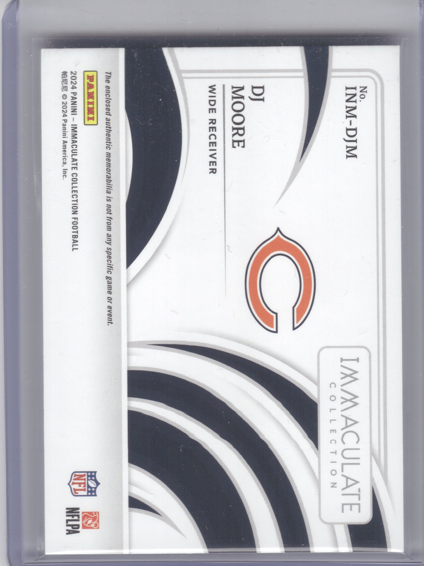 2024 Panini Immaculate Collection #INM-DJM DJ Moore Immaculate Numbers Memorabilia #/88 Chicago Bears SN,MEM