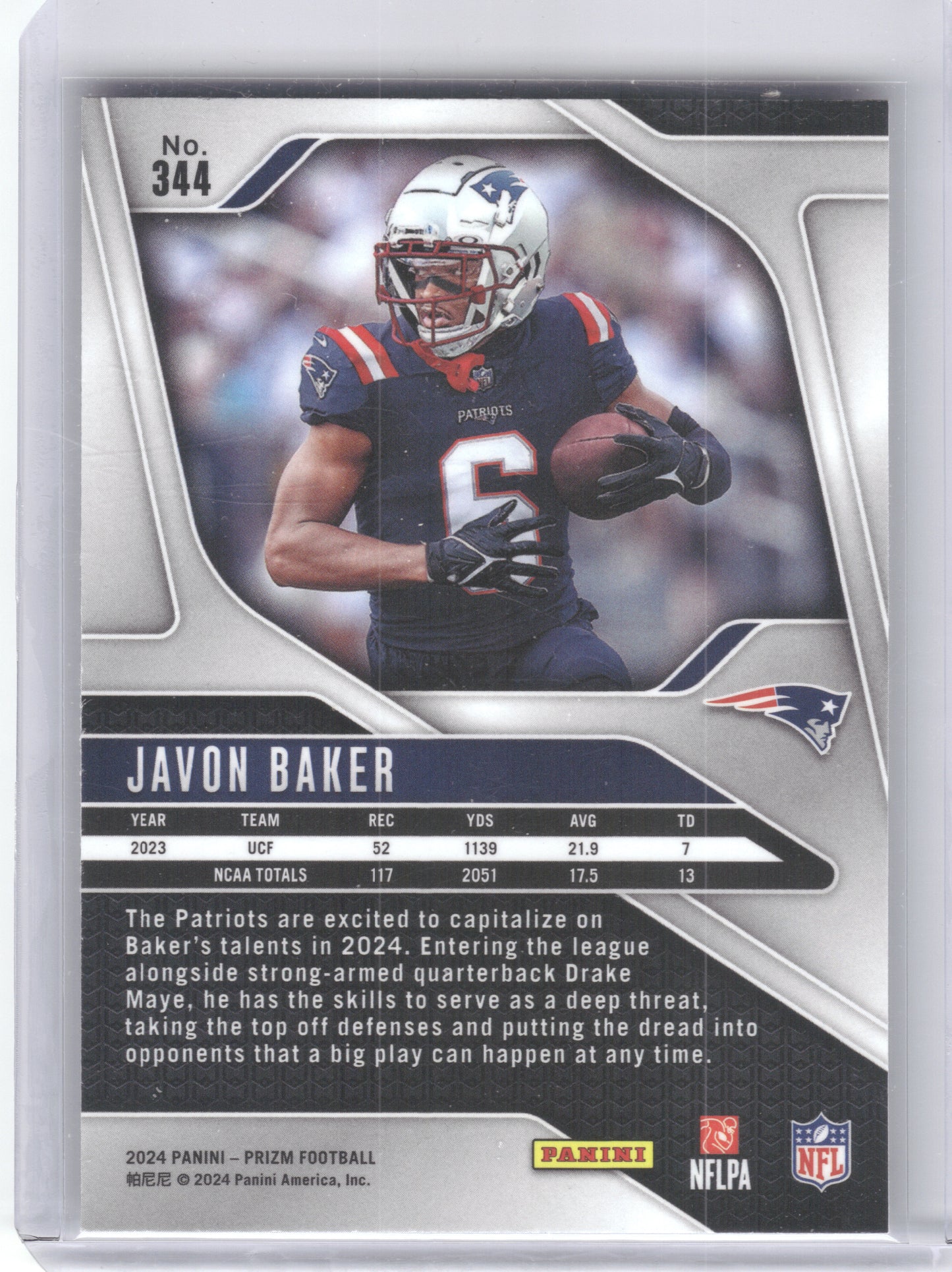 2024 Panini Prizm #344 Javon Baker New England Patriots RC