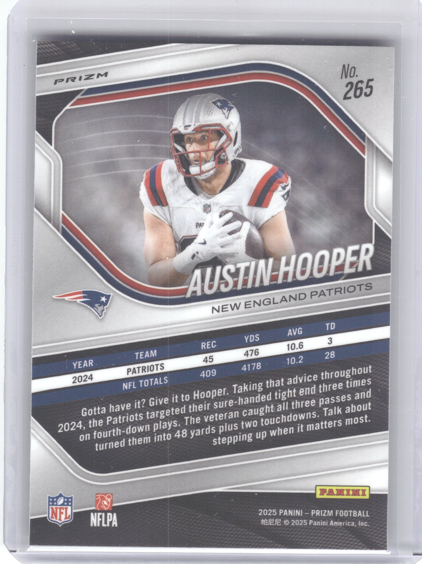2025 Panini Prizm #265 Austin Hooper Silver New England Patriots