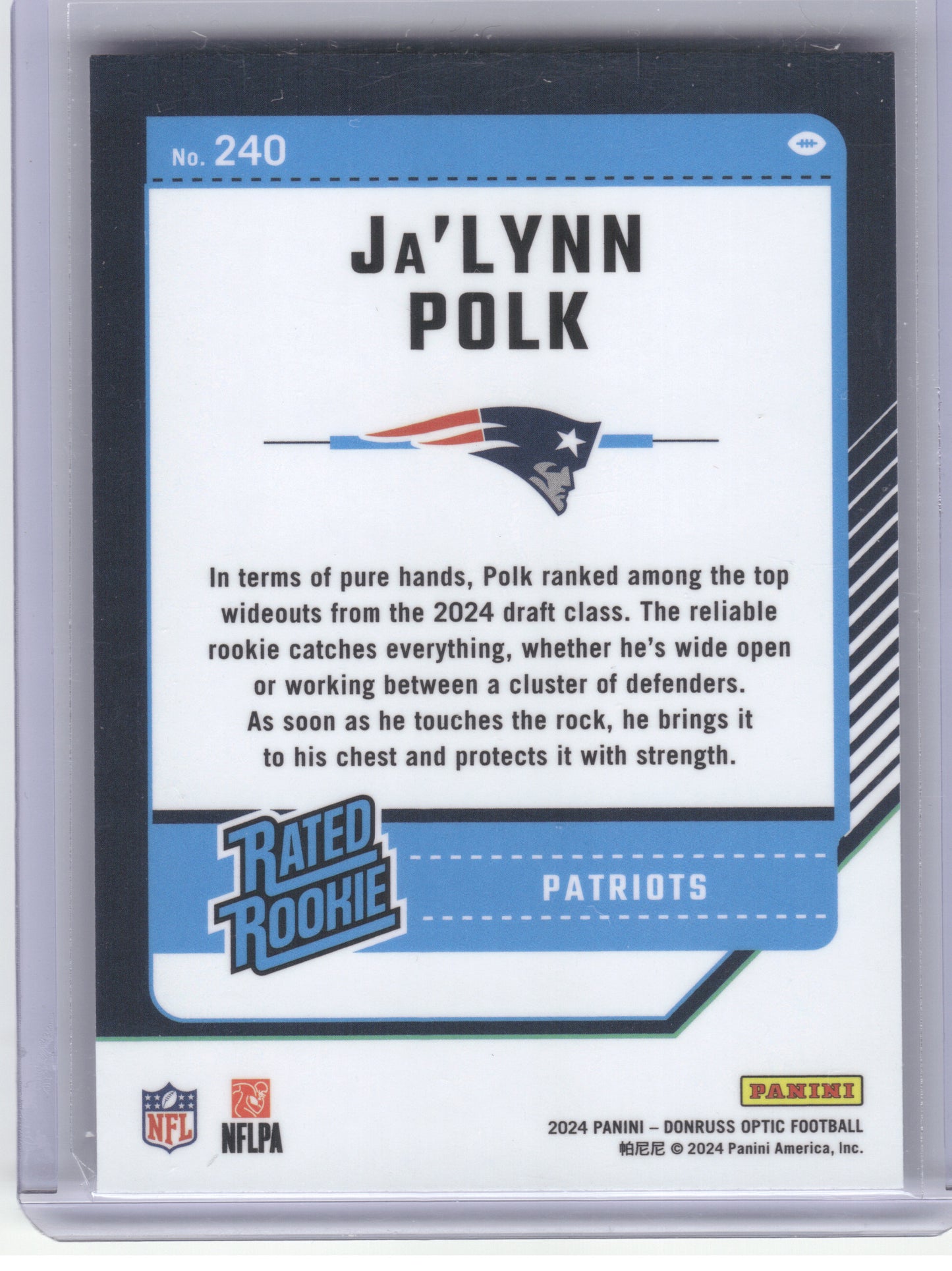 2024 Donruss Optic #240 Ja'Lynn Polk New England Patriots RC