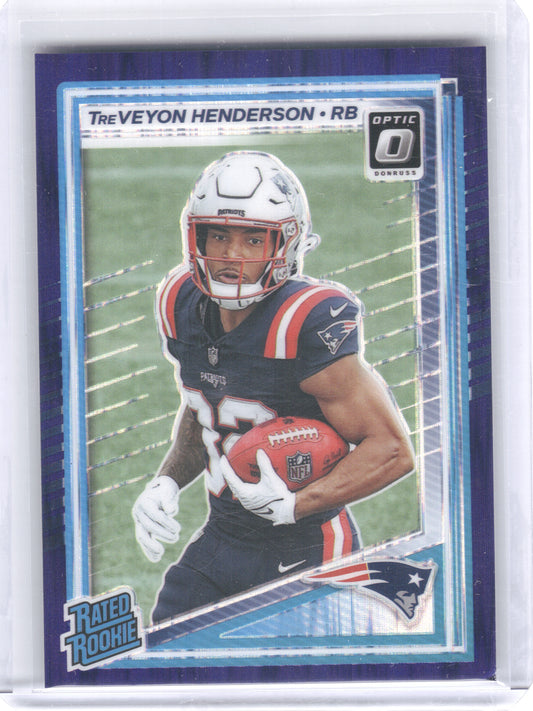 2025 Donruss Optic #248 TreVeyon Henderson Blue Hyper New England Patriots RC