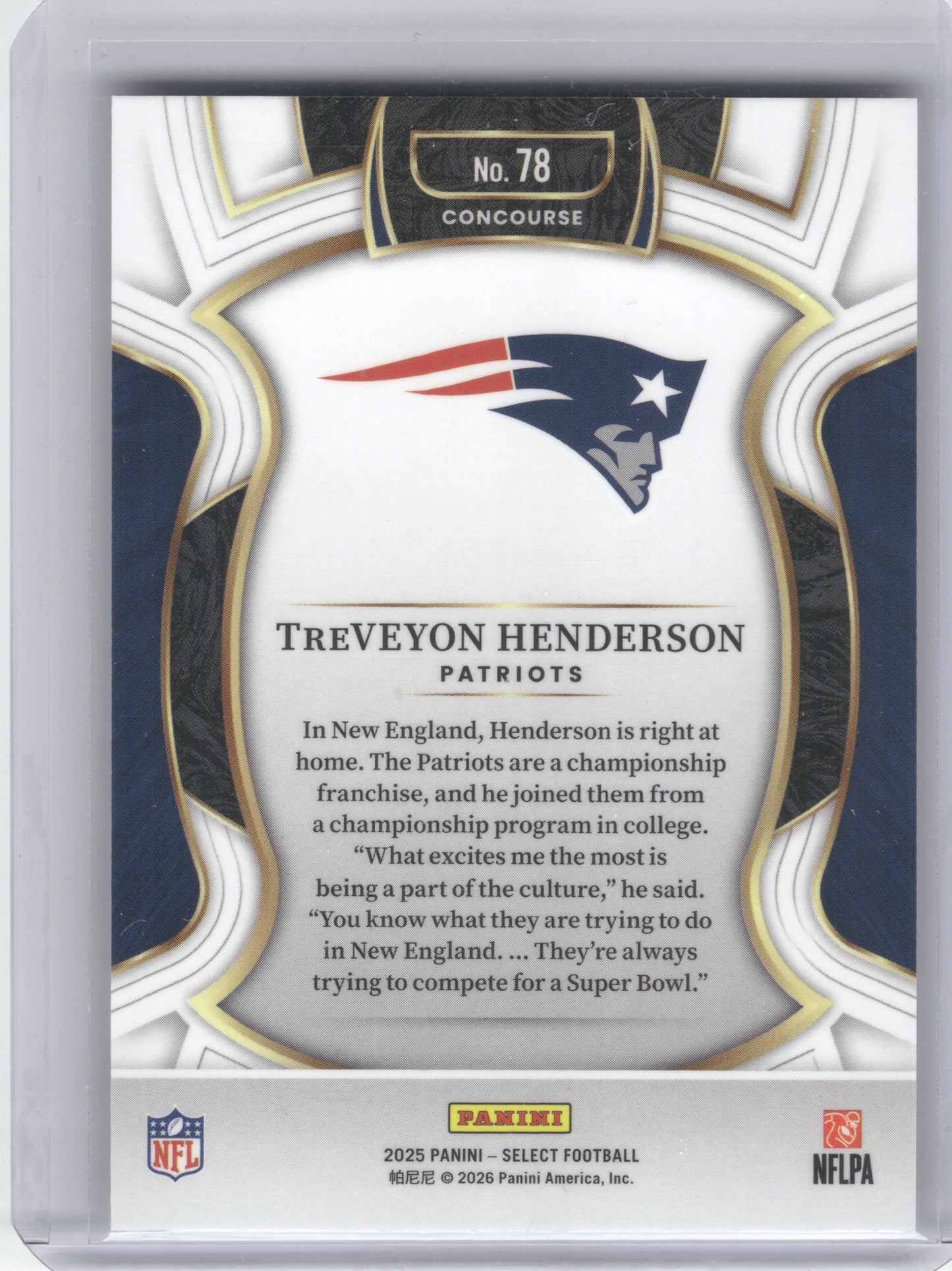 2025 Panini Select #78 TreVeyon Henderson New England Patriots RC