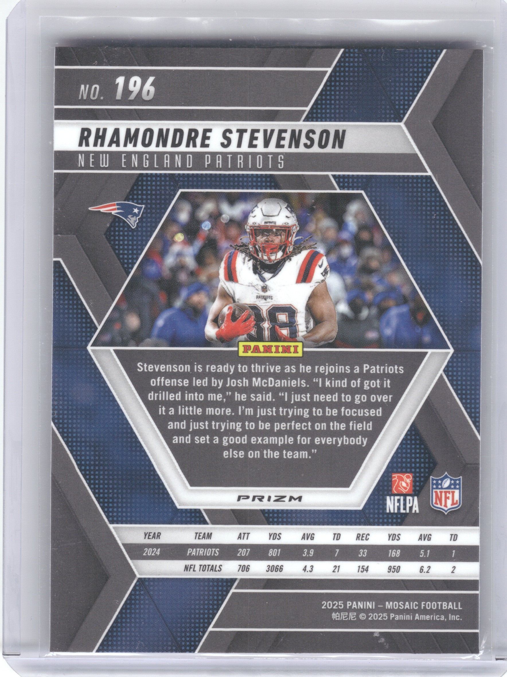 2025 Panini Mosaic #196 Rhamondre Stevenson Mosaic Camo Red New England Patriots