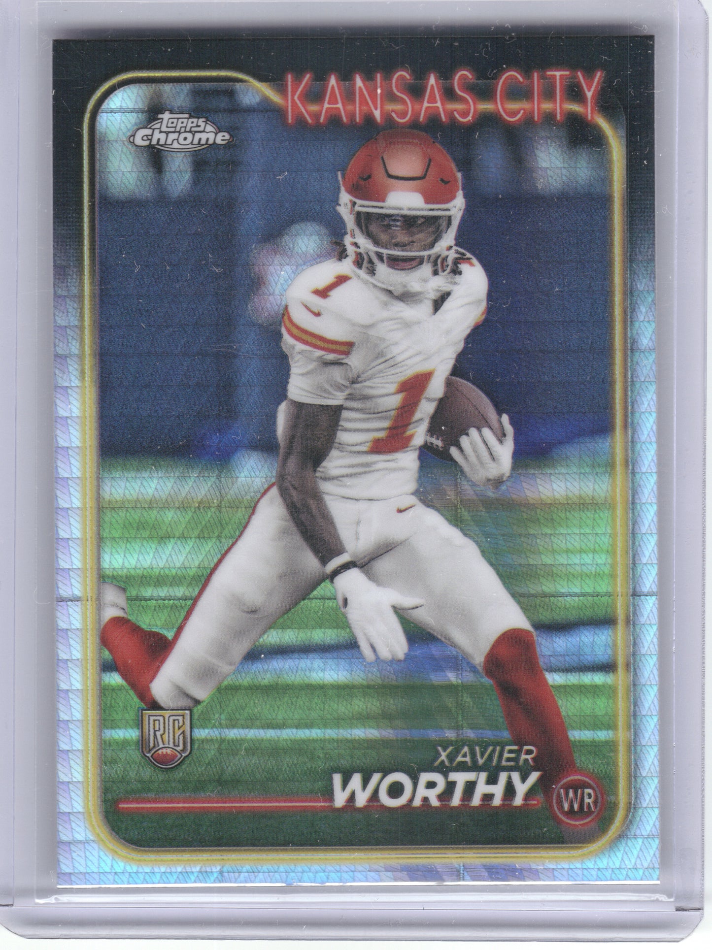 2024 Topps Chrome #208 Xavier Worthy Prism Refractor Kansas City Chiefs RC