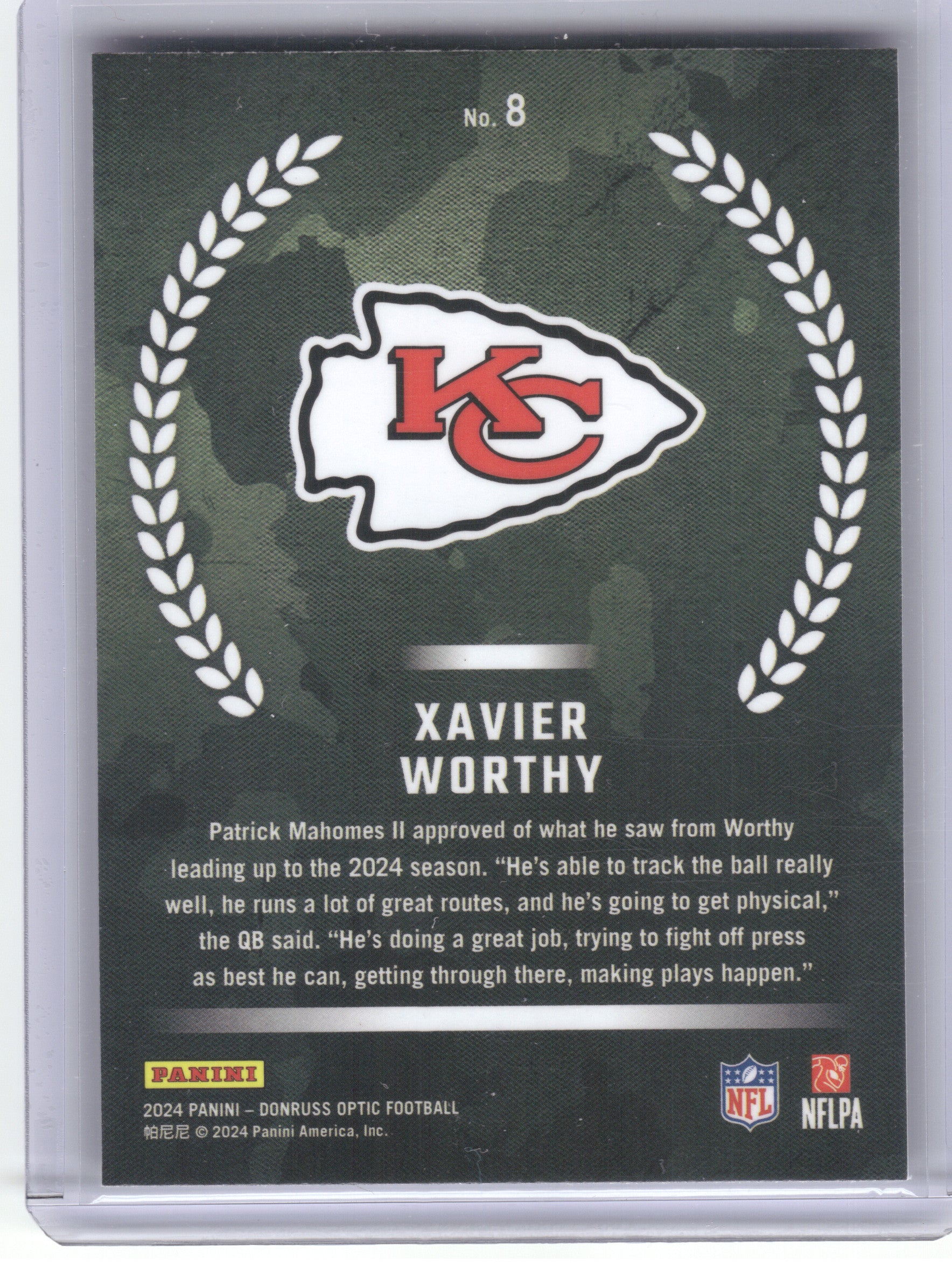 2024 Donruss Optic #8 Xavier Worthy Rookie Recruits Kansas City Chiefs