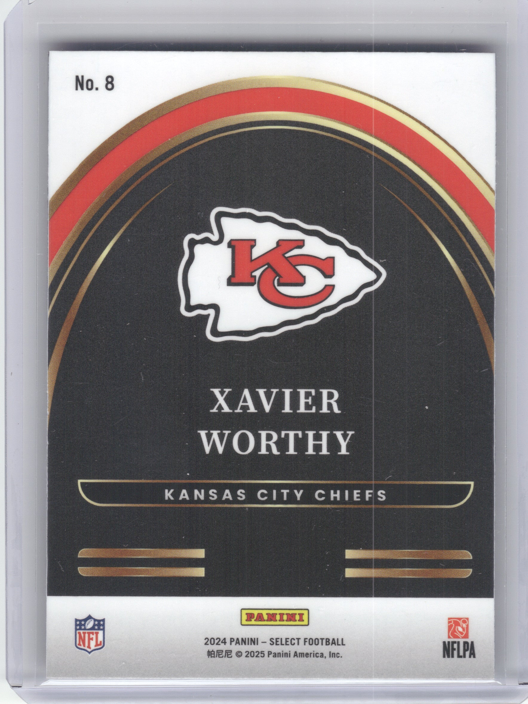 2024 Panini Select #8 Xavier Worthy Select Future Kansas City Chiefs
