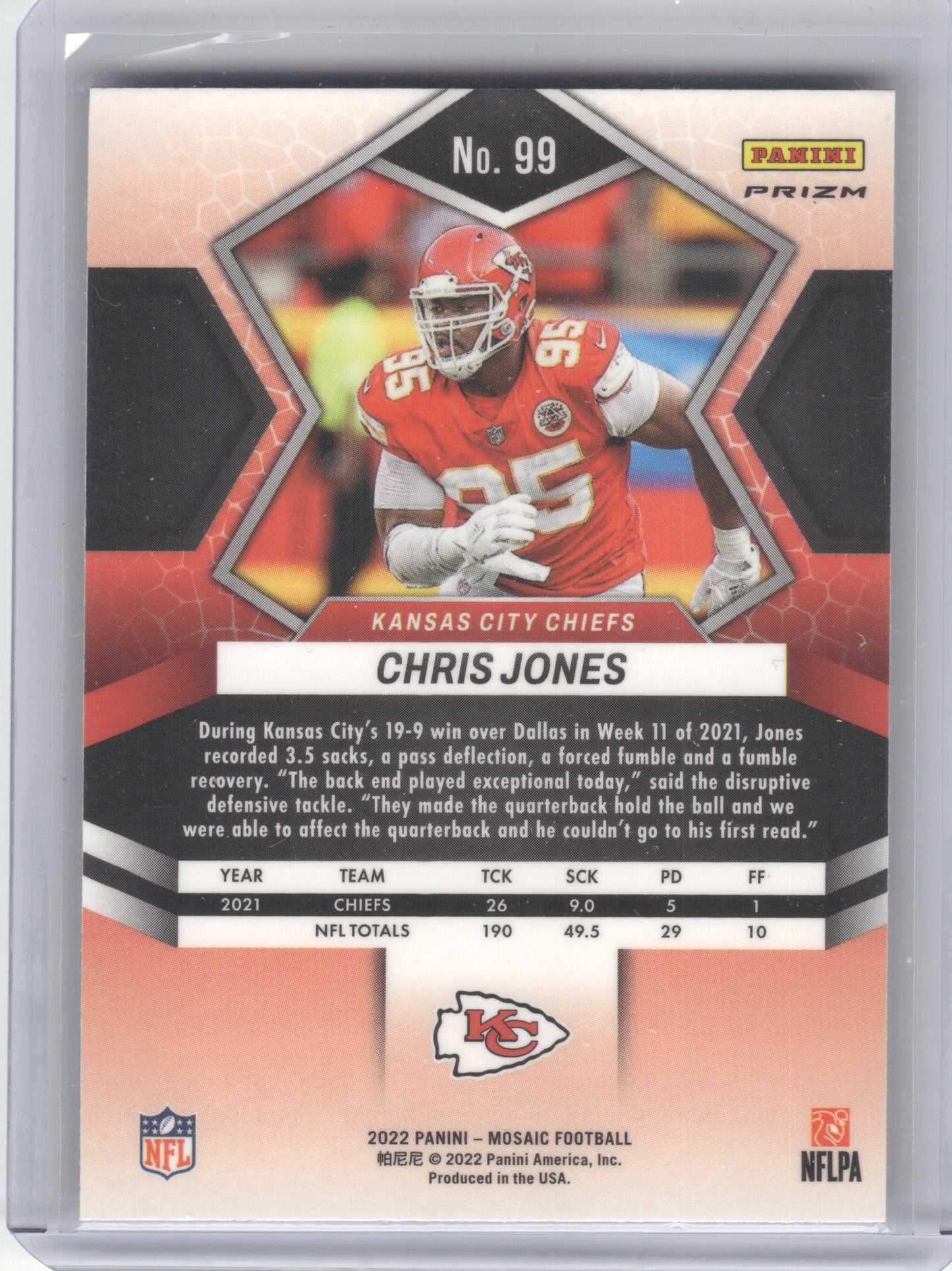 2022 Panini Mosaic #99 Chris Jones Mosaic Green Kansas City Chiefs