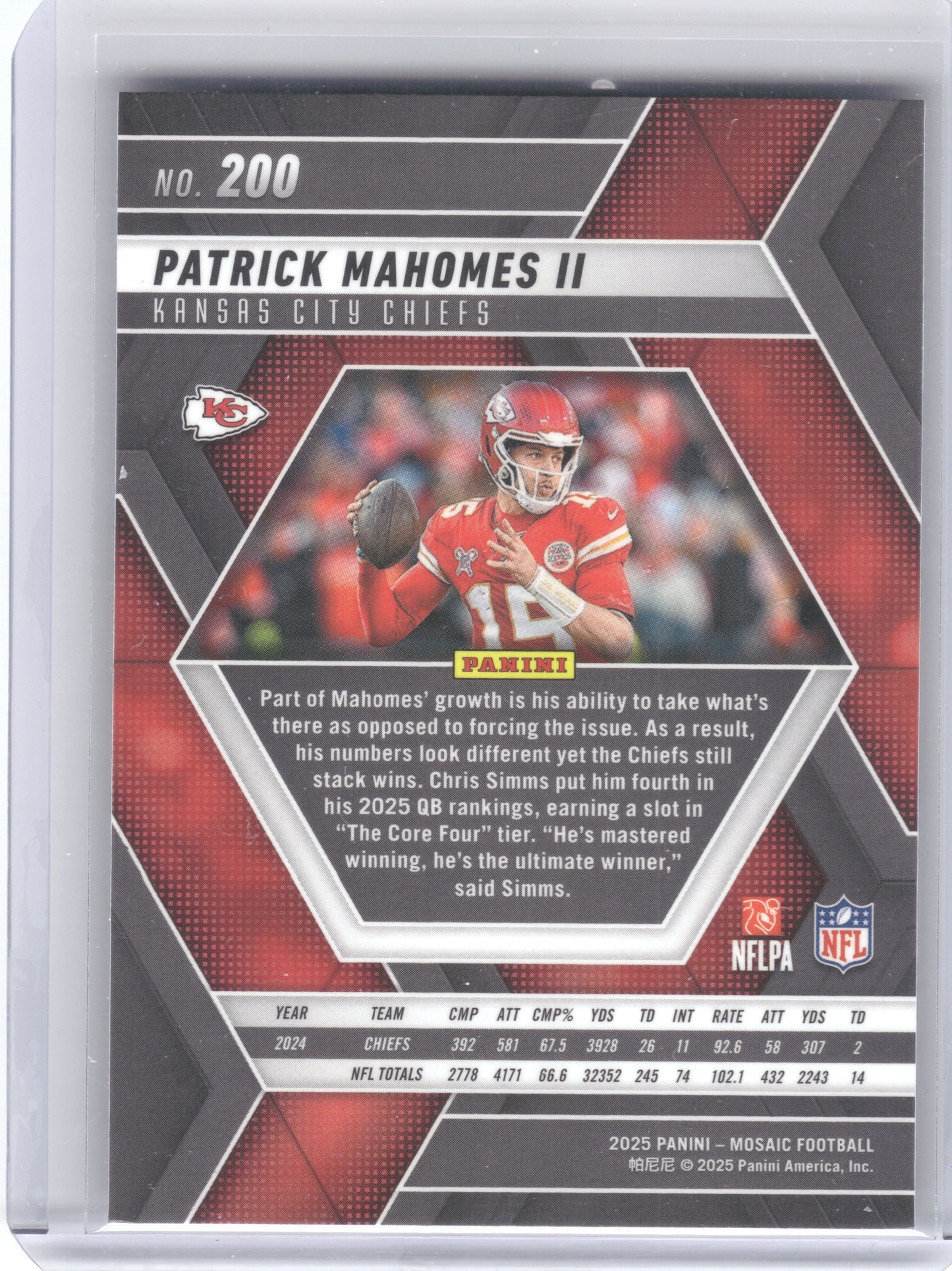 2025 Panini Mosaic #200 Patrick Mahomes II Kansas City Chiefs