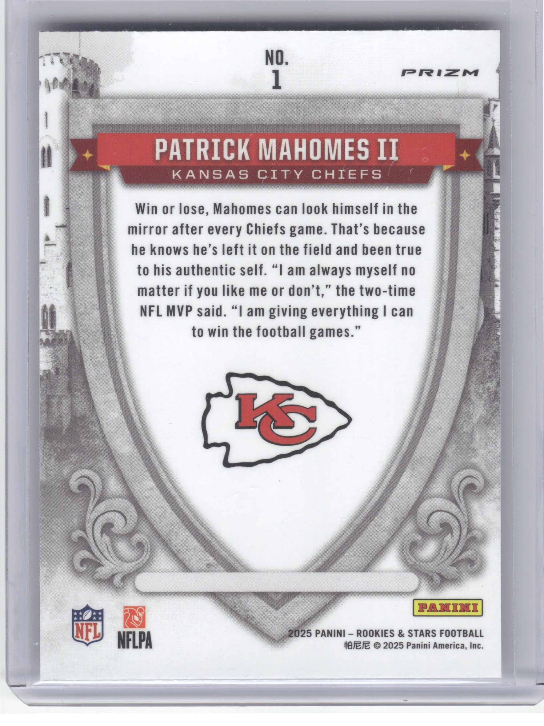 2025 Panini Rookies & Stars #1 Patrick Mahomes II Crusade Silver Kansas City Chiefs