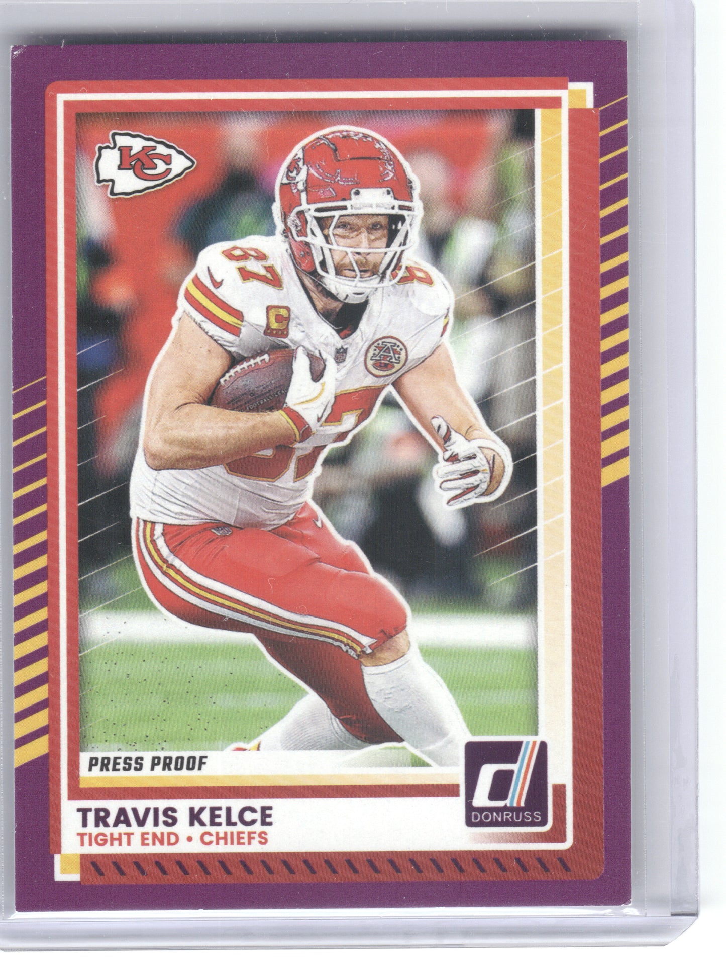 2025 Donruss #191 Travis Kelce Press Proofs Purple Kansas City Chiefs