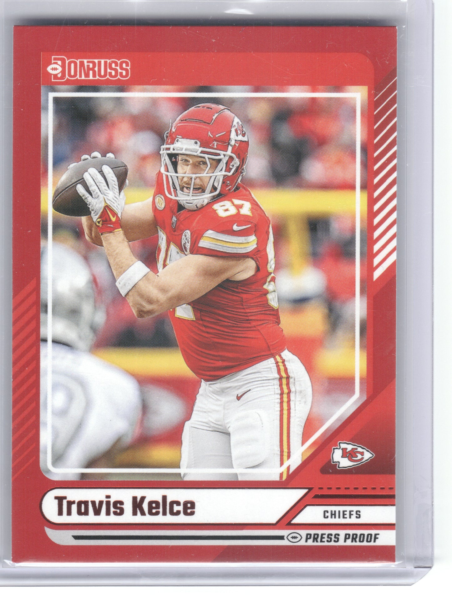2024 Donruss #285 Travis Kelce Press Proof Red Kansas City Chiefs