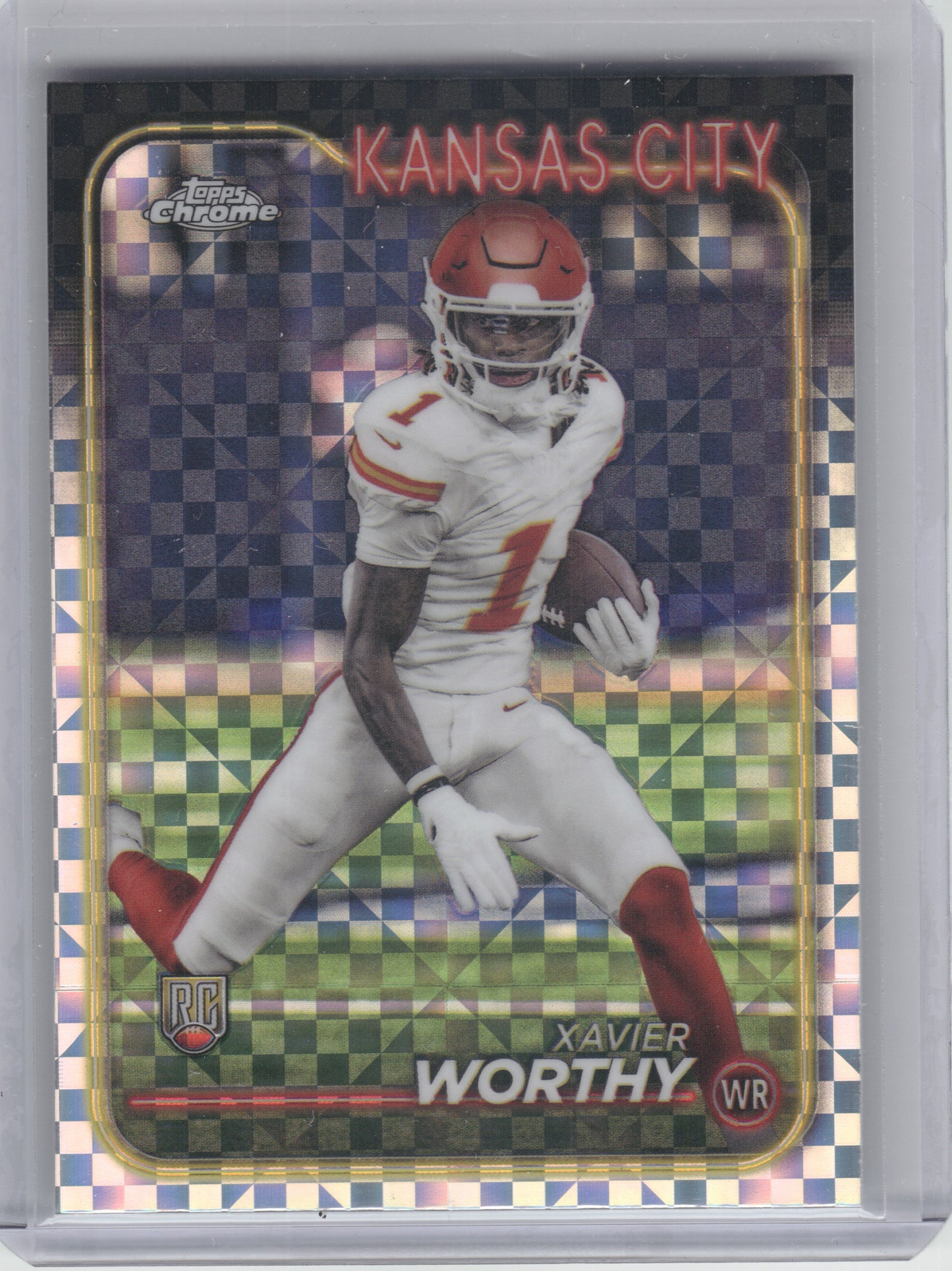 2024 Topps Chrome #208 Xavier Worthy X-Fractor Kansas City Chiefs RC