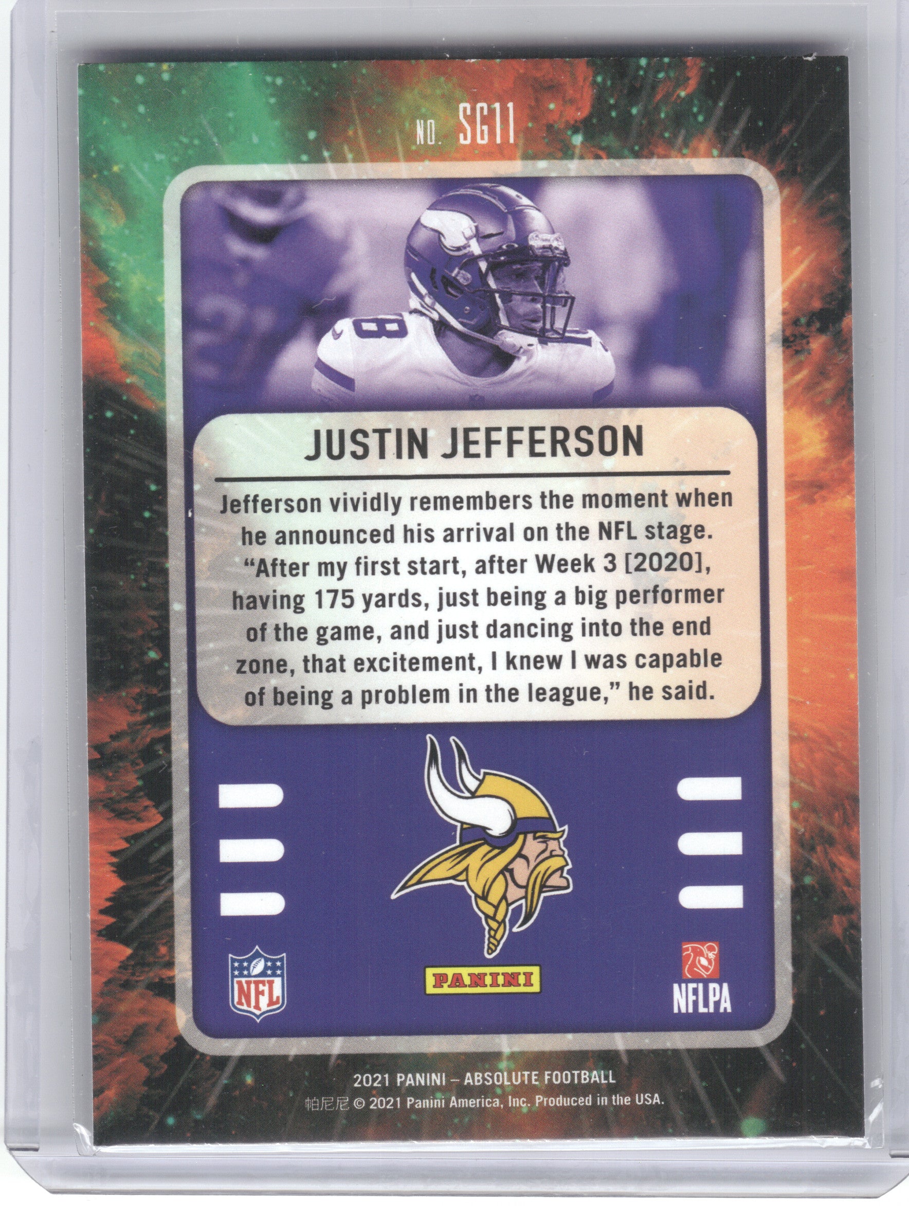 2021 Panini Absolute #SG11 Justin Jefferson Star Gazing Minnesota Vikings