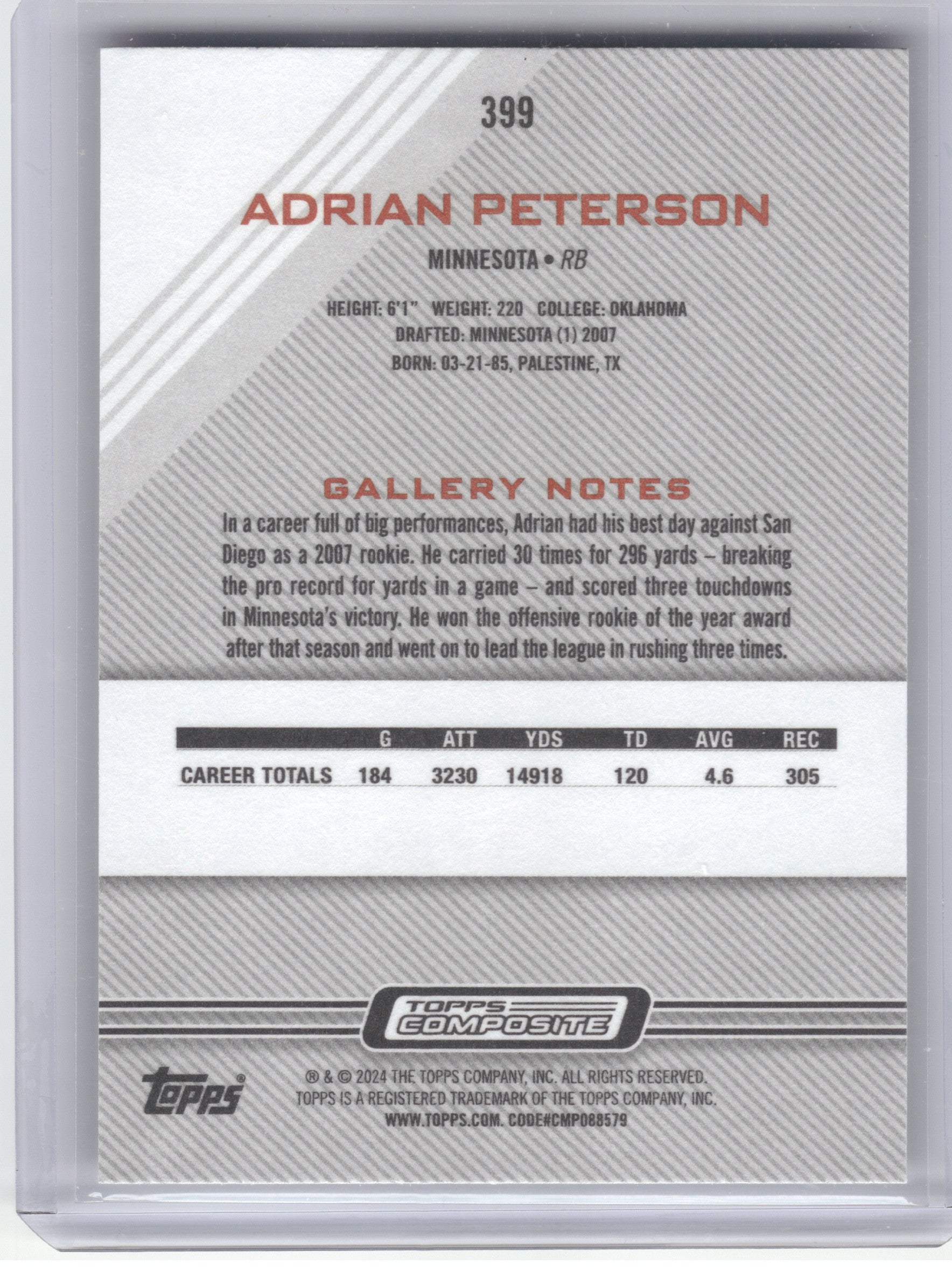 2023 Topps Composite #399 Adrian Peterson Minnesota Vikings