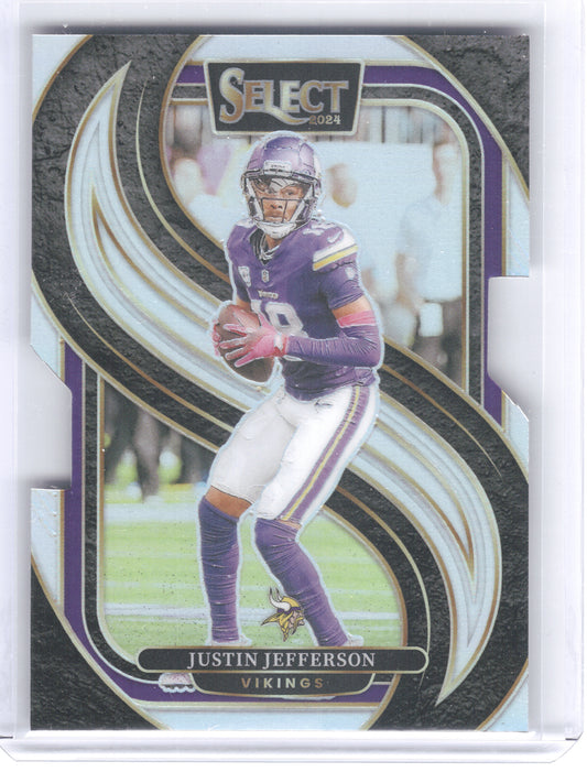 2024 Panini Select #174 Justin Jefferson Silver Prizm Die Cut Minnesota Vikings