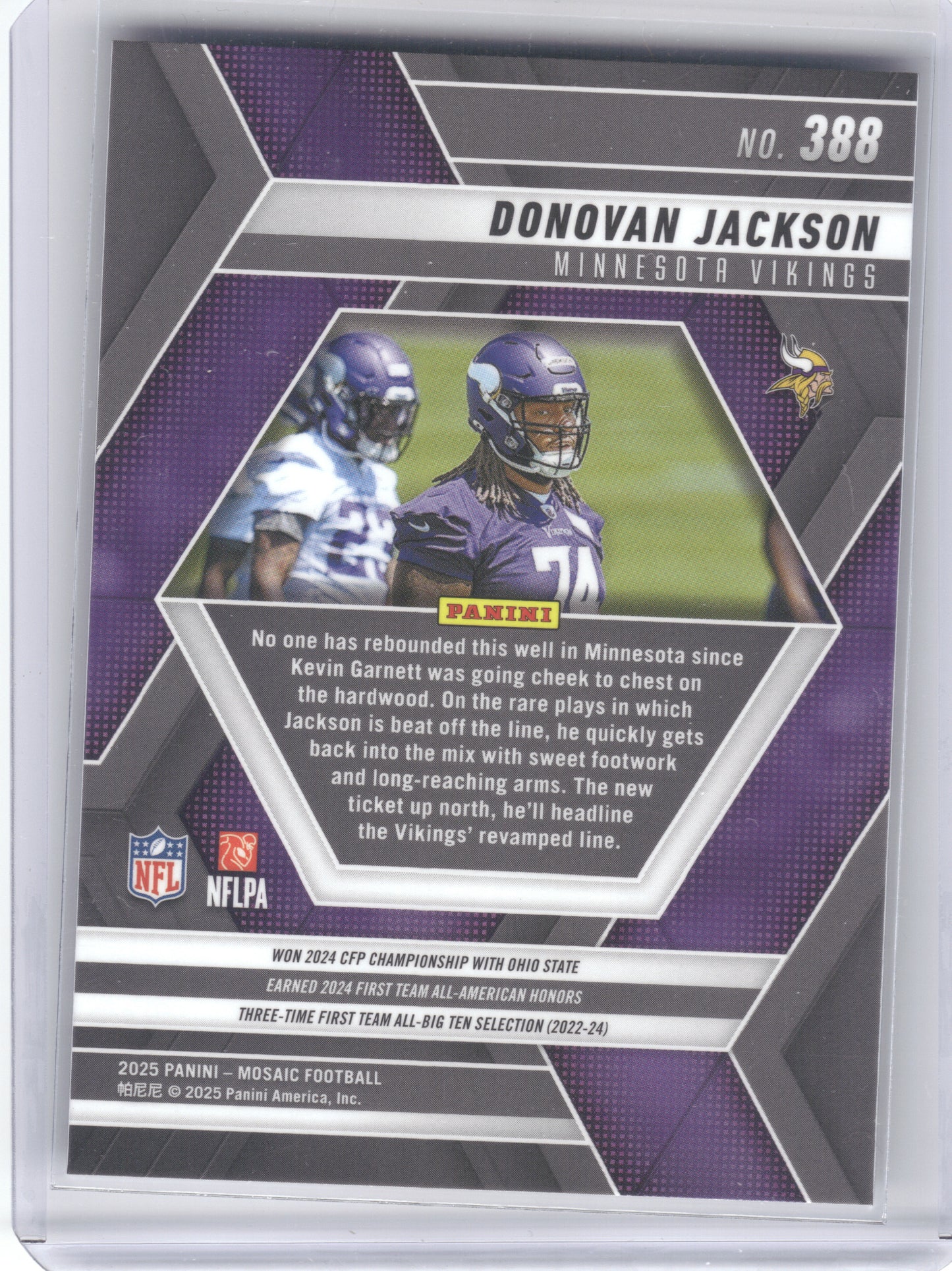 2025 Panini Mosaic #388 Donovan Jackson Minnesota Vikings RC