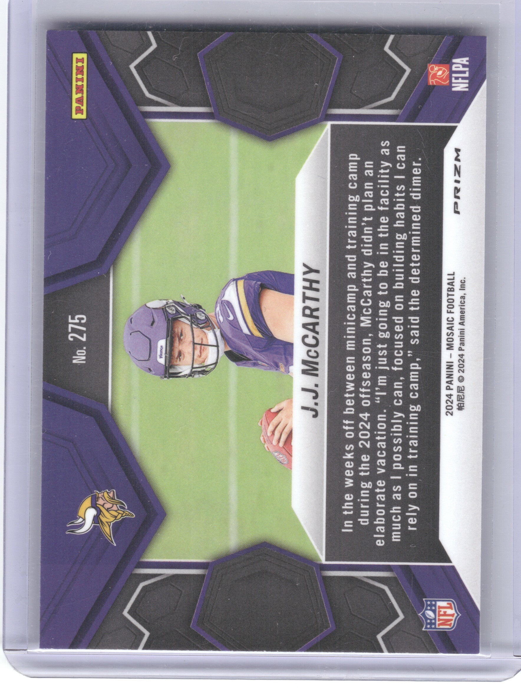 2024 Panini Mosaic #275 J.J. McCarthy Mosaic Reactive Blue Minnesota Vikings
