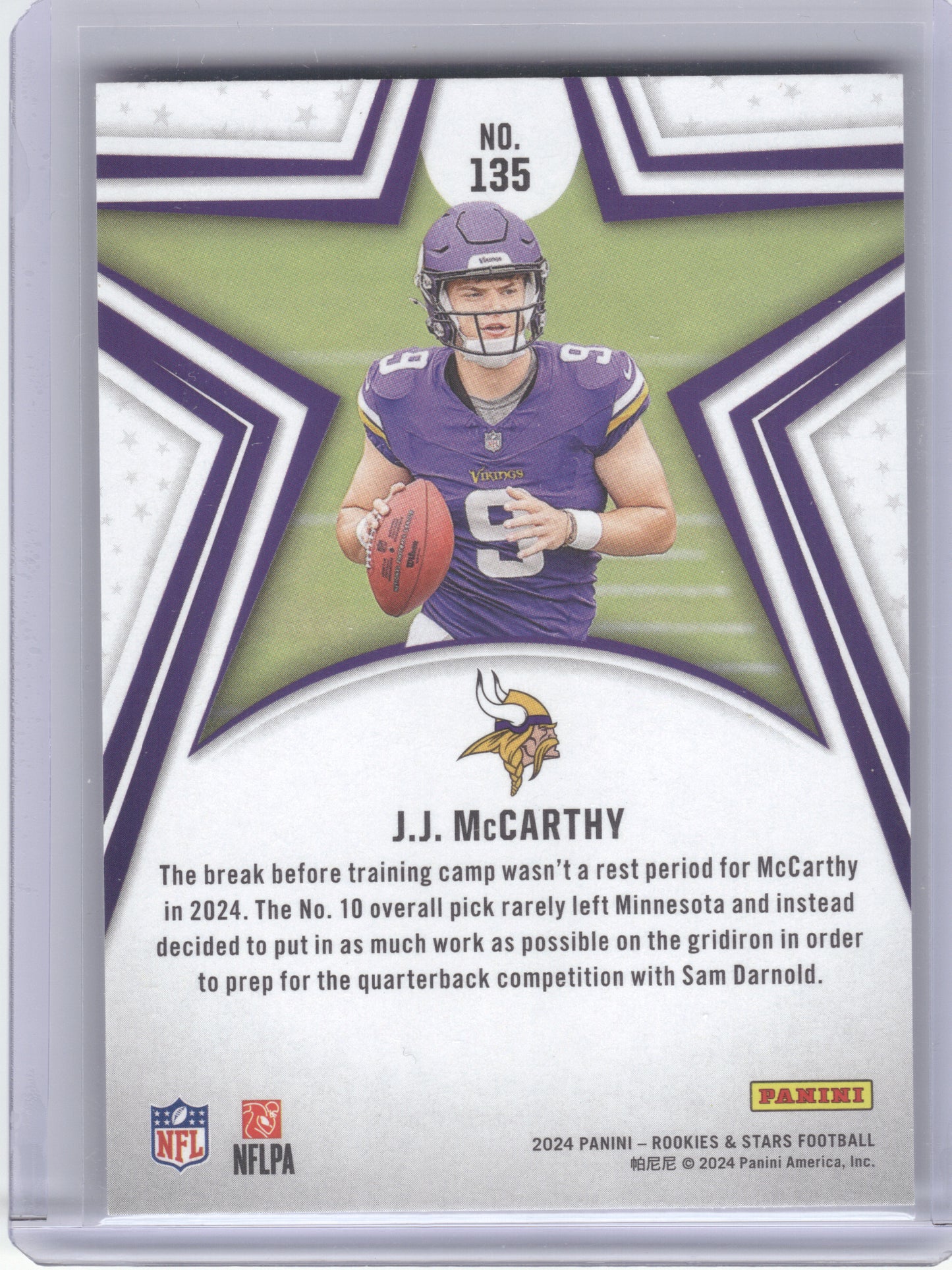 2024 Panini Rookies & Stars #135 J.J. McCarthy Minnesota Vikings RC