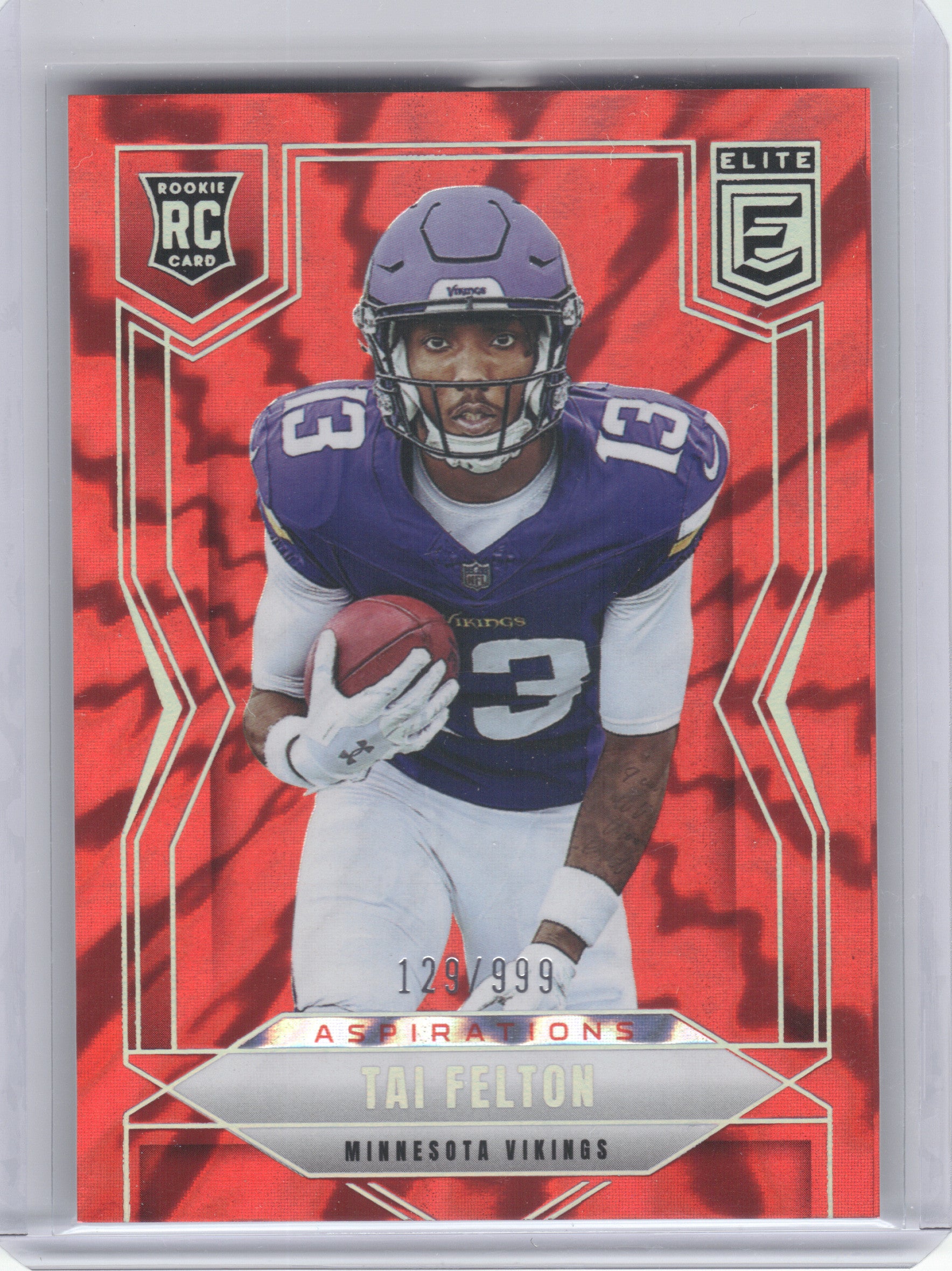 2025 Donruss Elite #123 Tai Felton Aspirations Shimmer #/999 Minnesota Vikings SN,RC