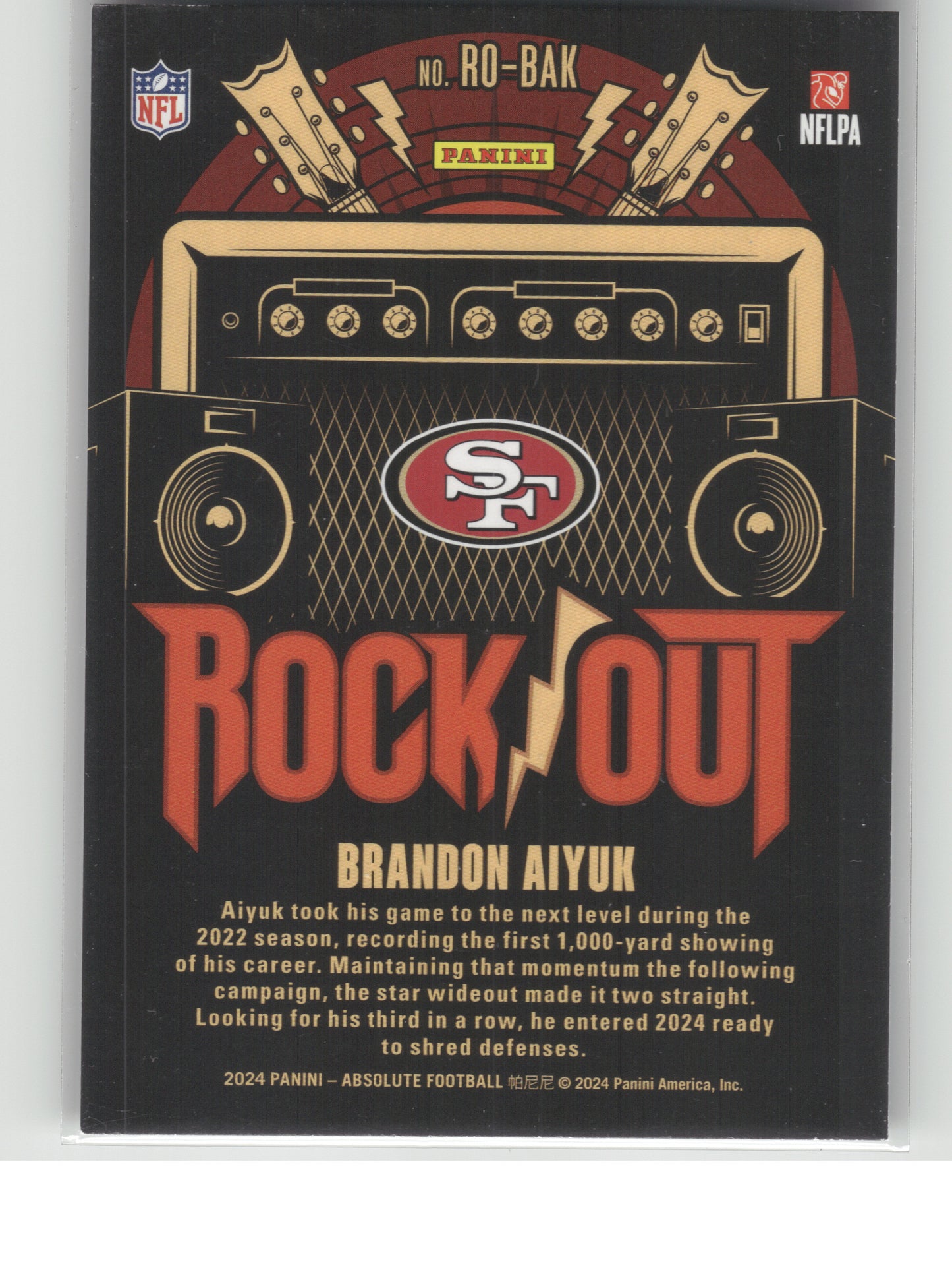 2024 Panini Absolute #RO-BAK Brandon Aiyuk Rock Out Red Spectrum #/150 San Francisco 49ers SN