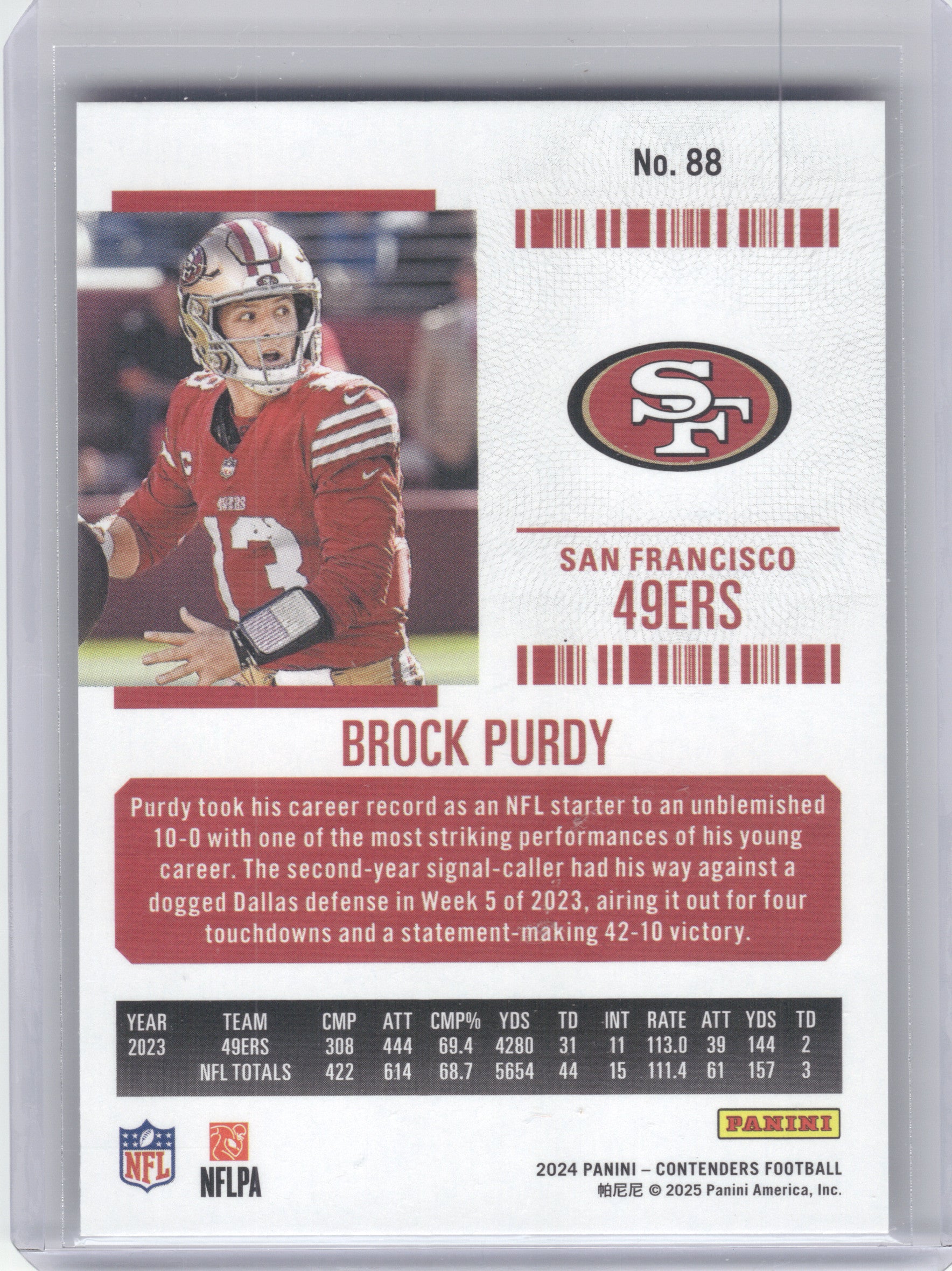 2024 Panini Contenders #88 Brock Purdy San Francisco 49ers