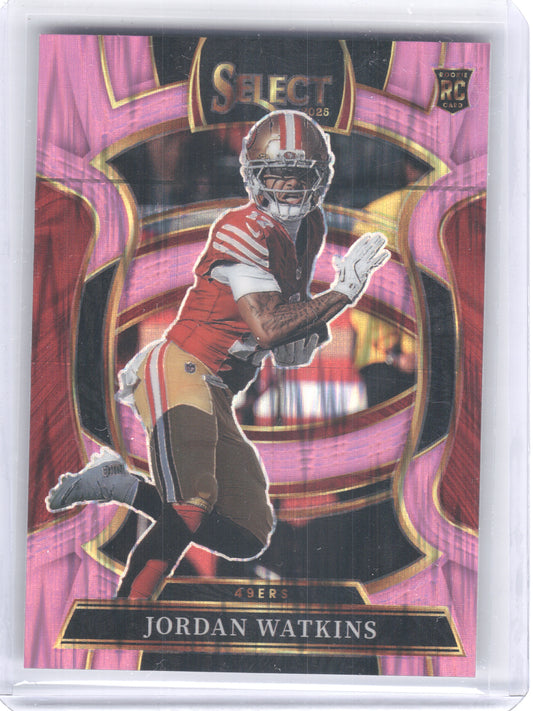 2025 Panini Select #18 Jordan Watkins Pink Prizm Shock San Francisco 49ers RC