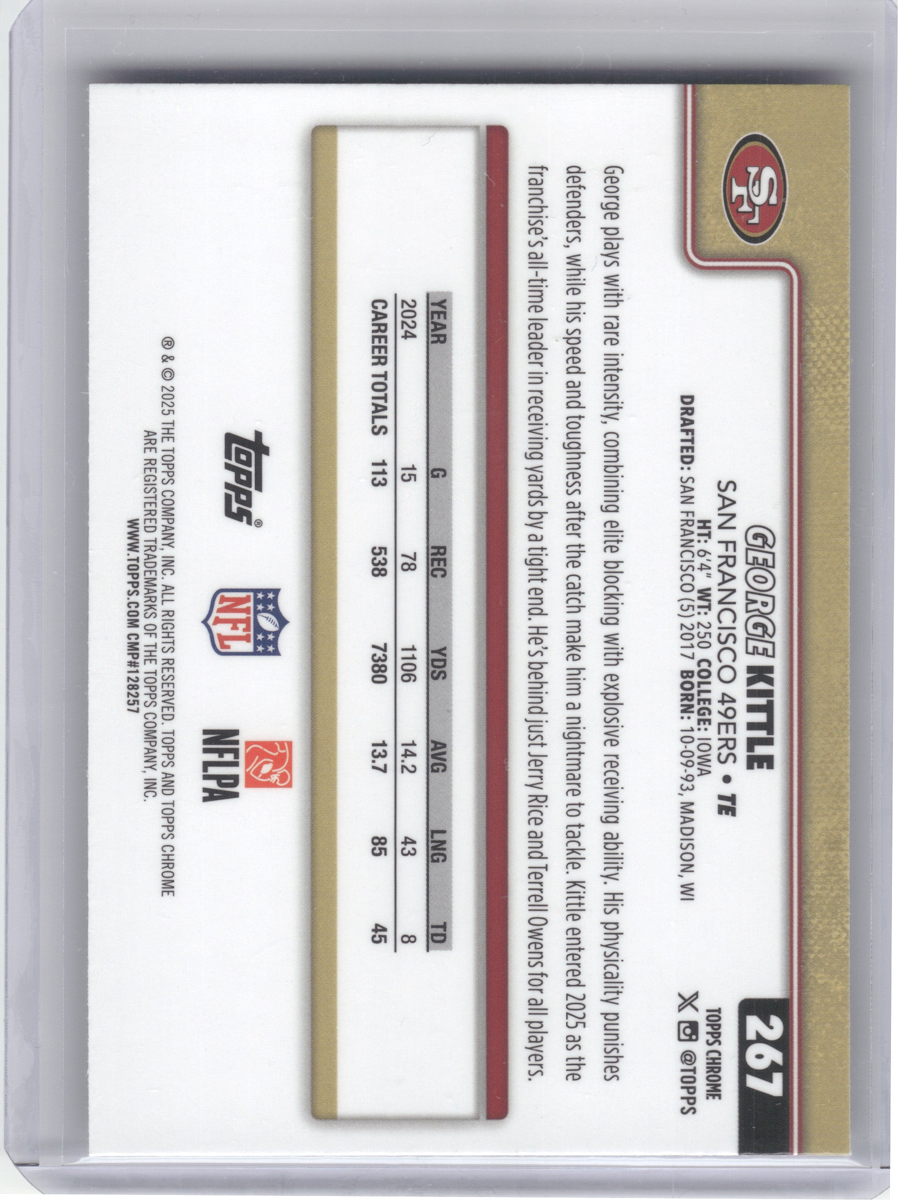 2025 Topps Chrome #267 George Kittle Pulsar Refractor San Francisco 49ers