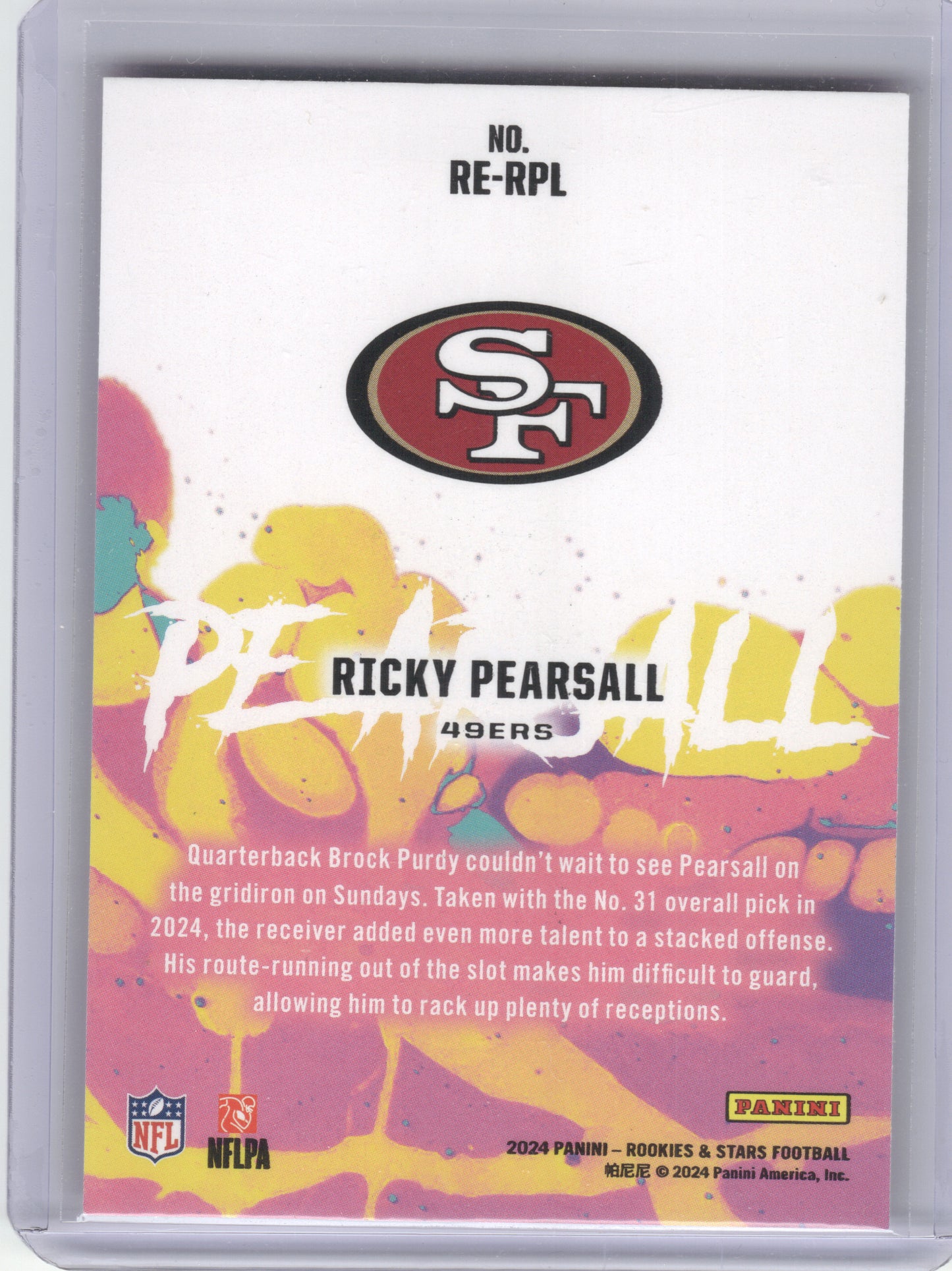 2024 Panini Rookies & Stars #RE-RPL Ricky Pearsall Rookie Exclusive San Francisco 49ers
