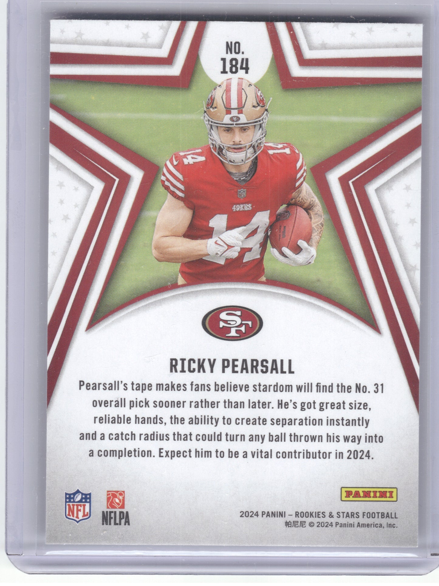2024 Panini Rookies & Stars #184 Ricky Pearsall San Francisco 49ers RC