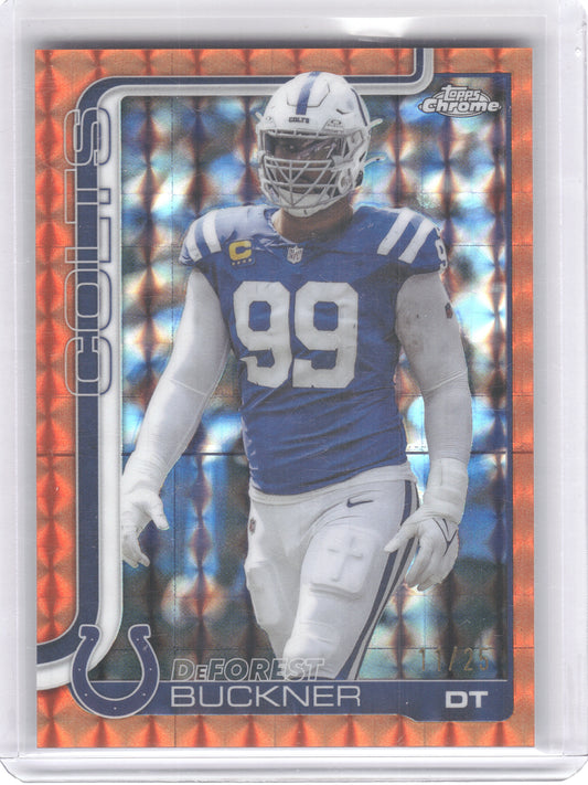 2025 Topps Chrome #133 DeForest Buckner Orange Geometric Refractor #/25 Indianapolis Colts SN