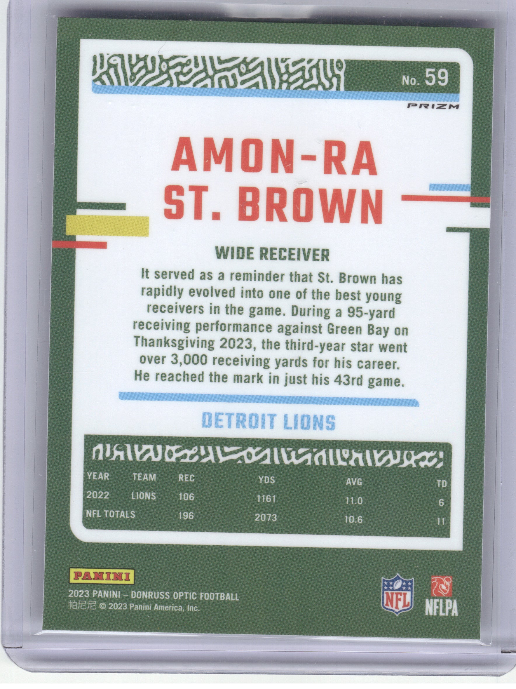 2023 Donruss Optic #59 Amon-Ra St. Brown Holo Detroit Lions