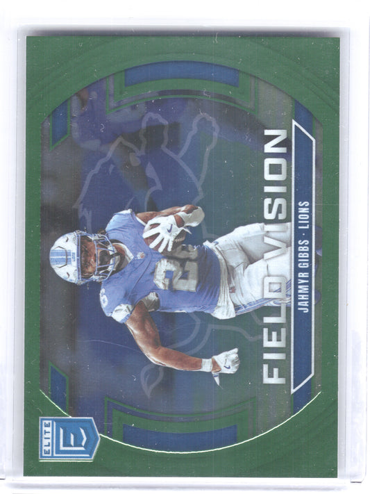 2025 Donruss Elite #8 Jahmyr Gibbs Field Vision Green Detroit Lions